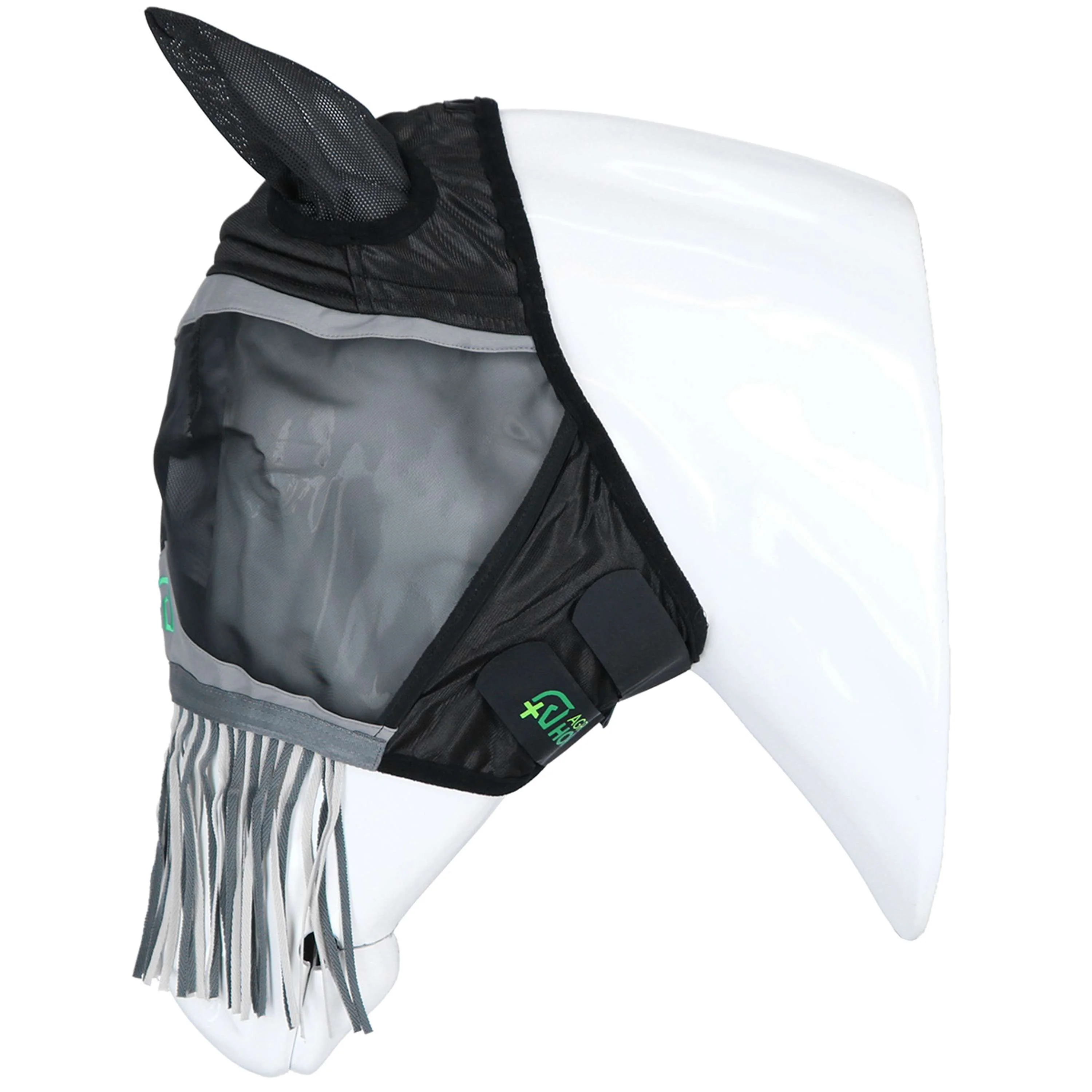 Agradi Horse Maschera per Mosche Fine Mesh con Orecchie e Frange Nero - Image 4