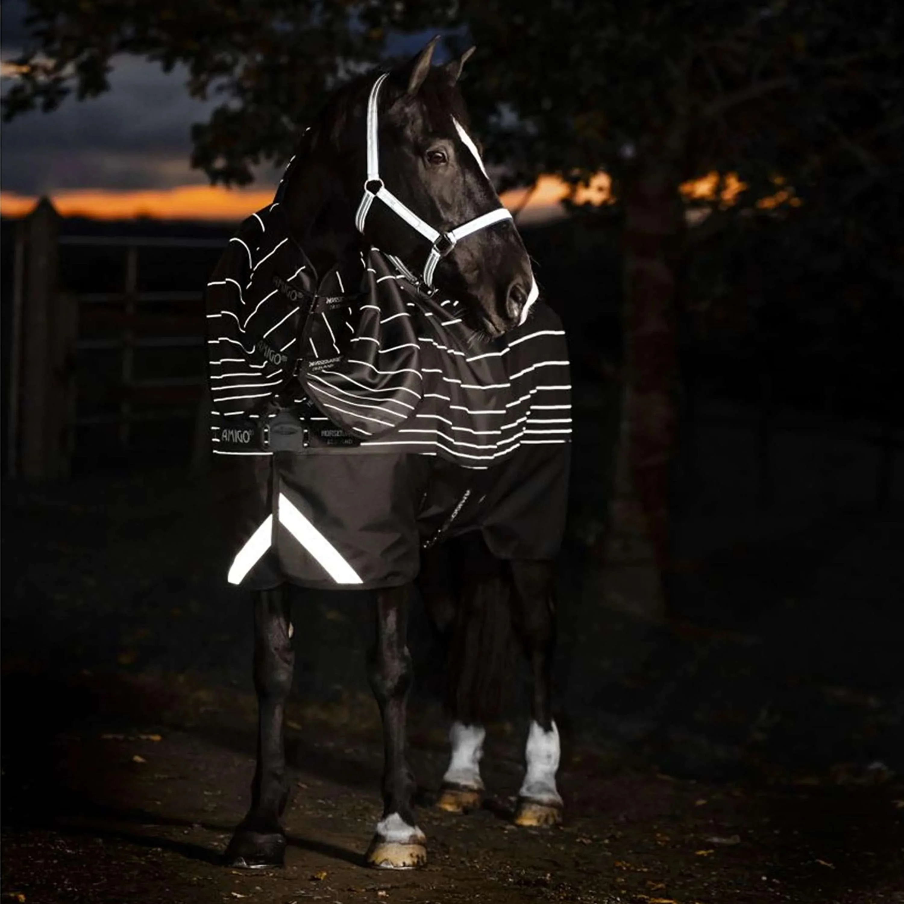 Amigo Turnout Rug FieldSafe Reflectech Plus 1200D 100g Black/Reflective/Black - Image 7