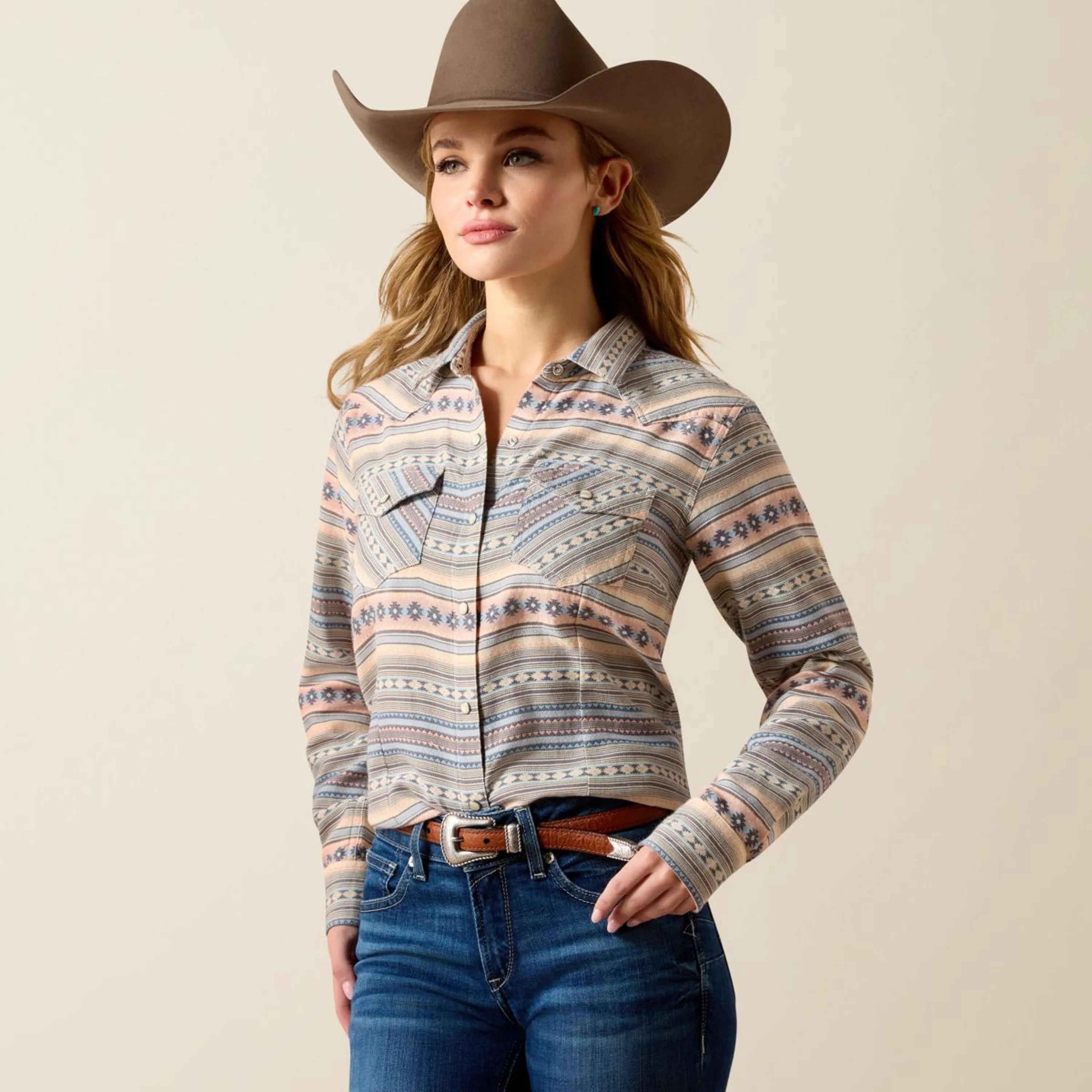 Ariat Blusa Arizona Western Donne Ombre Blue Southwest - Image 2