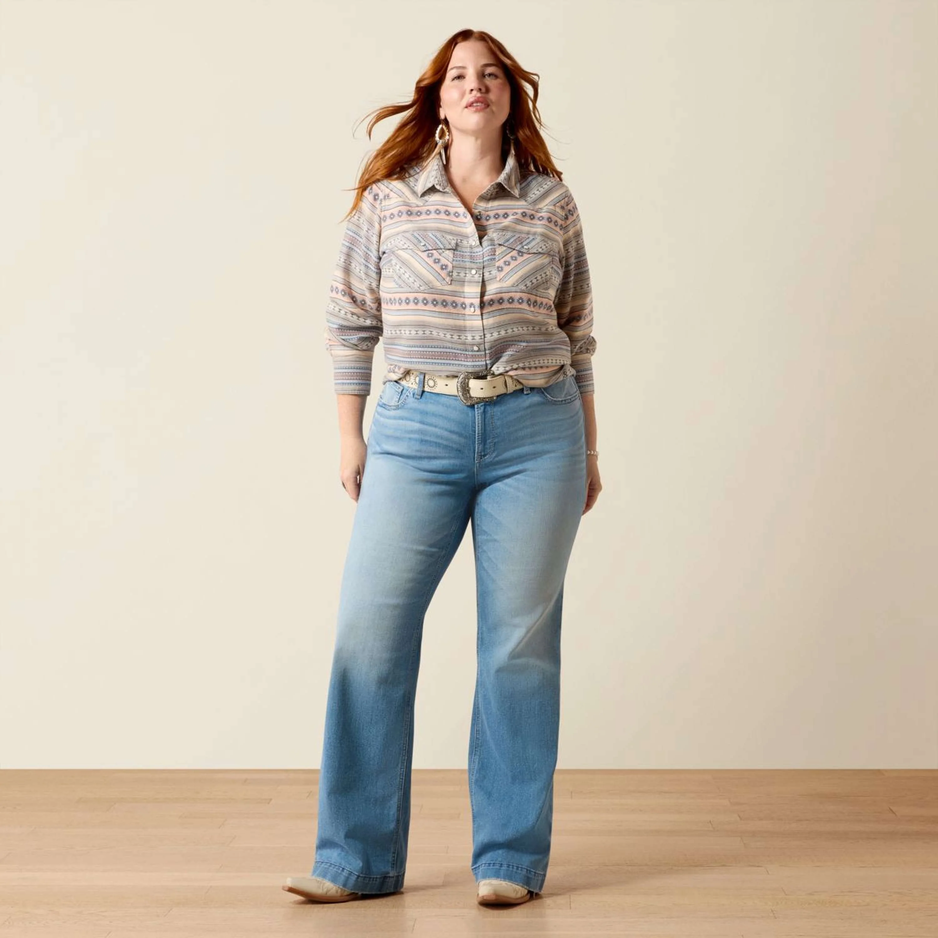 Ariat Blusa Arizona Western Donne Ombre Blue Southwest - Image 5