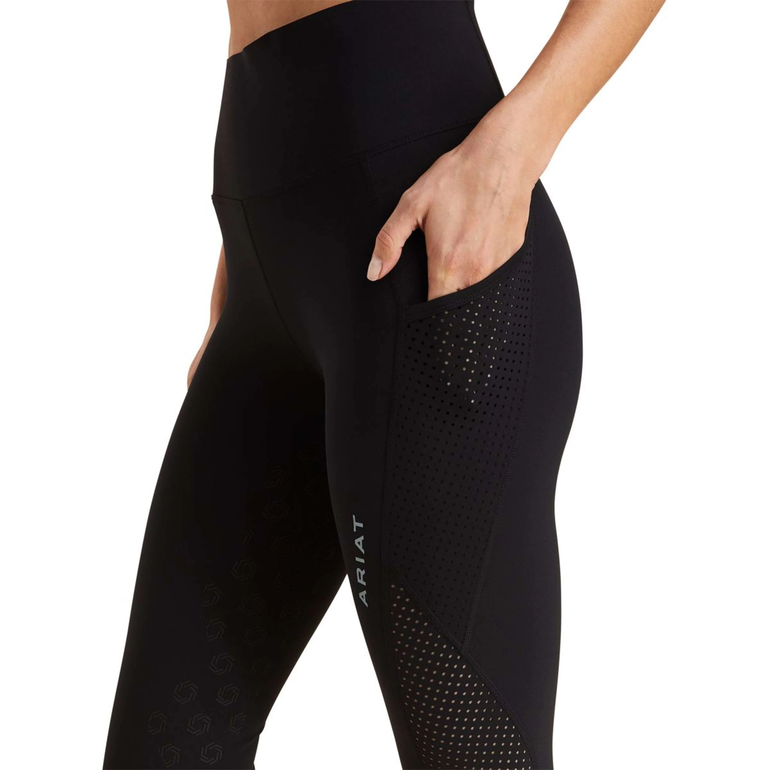 Ariat Pantaloni da Equitazione Breathe Half Grip Nero - Image 5