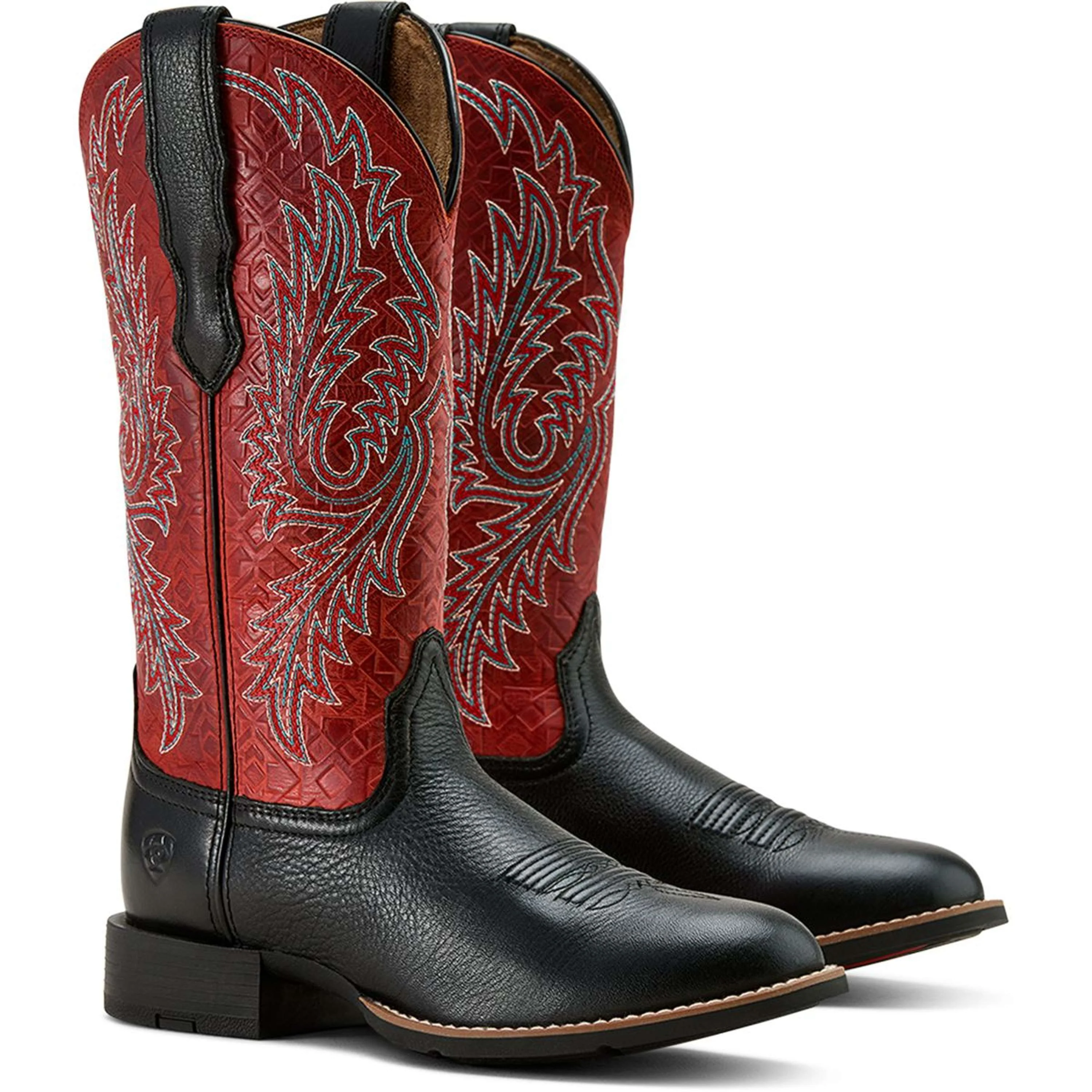 Ariat Stivali Western Round Up Stretchfit Donne Black Deertan/Garnet Emboss - Image 4