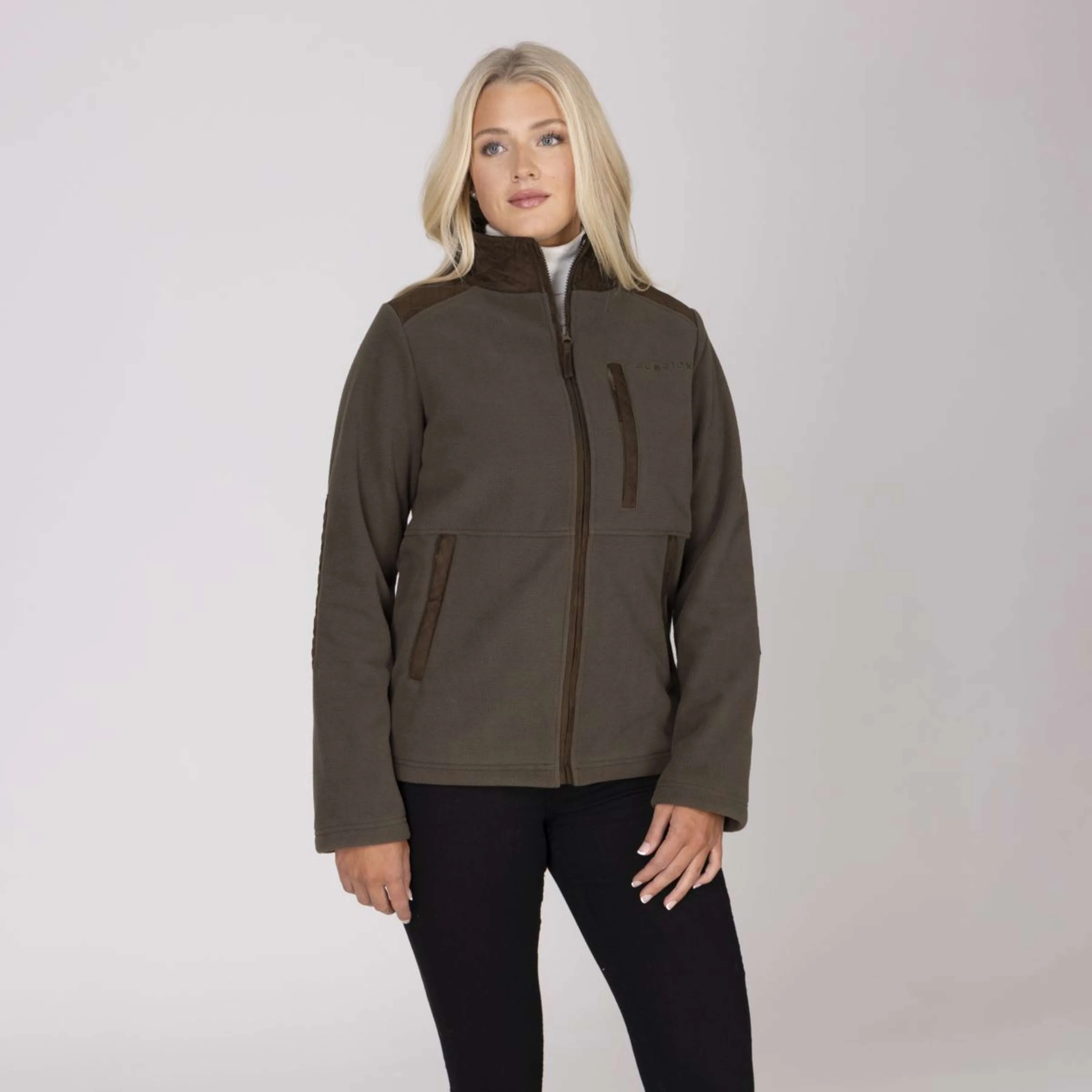 Aubrion by Shires Felpa con cappuccio e zip Heritage Fleece Oliva scura - Image 36