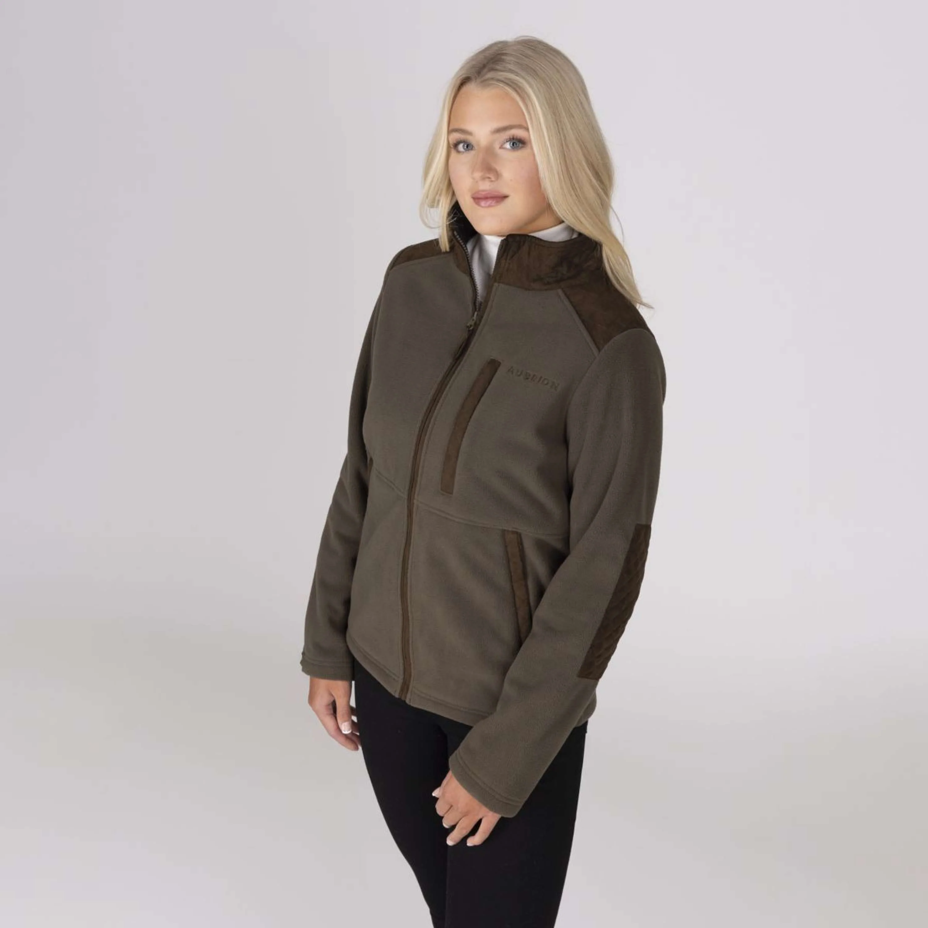 Aubrion by Shires Felpa con cappuccio e zip Heritage Fleece Oliva scura - Image 37
