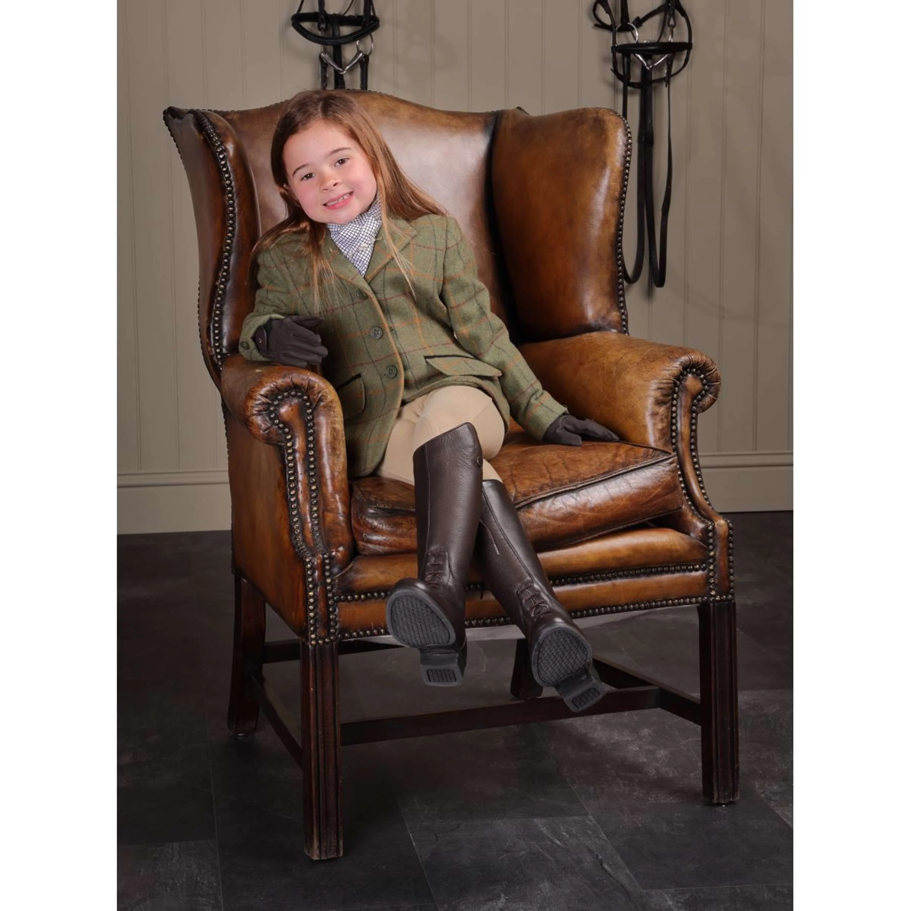 Aubrion by Shires Giacca da Competizione Saratoga Bambini Rosso/Giallo/Blu Check - Image 2