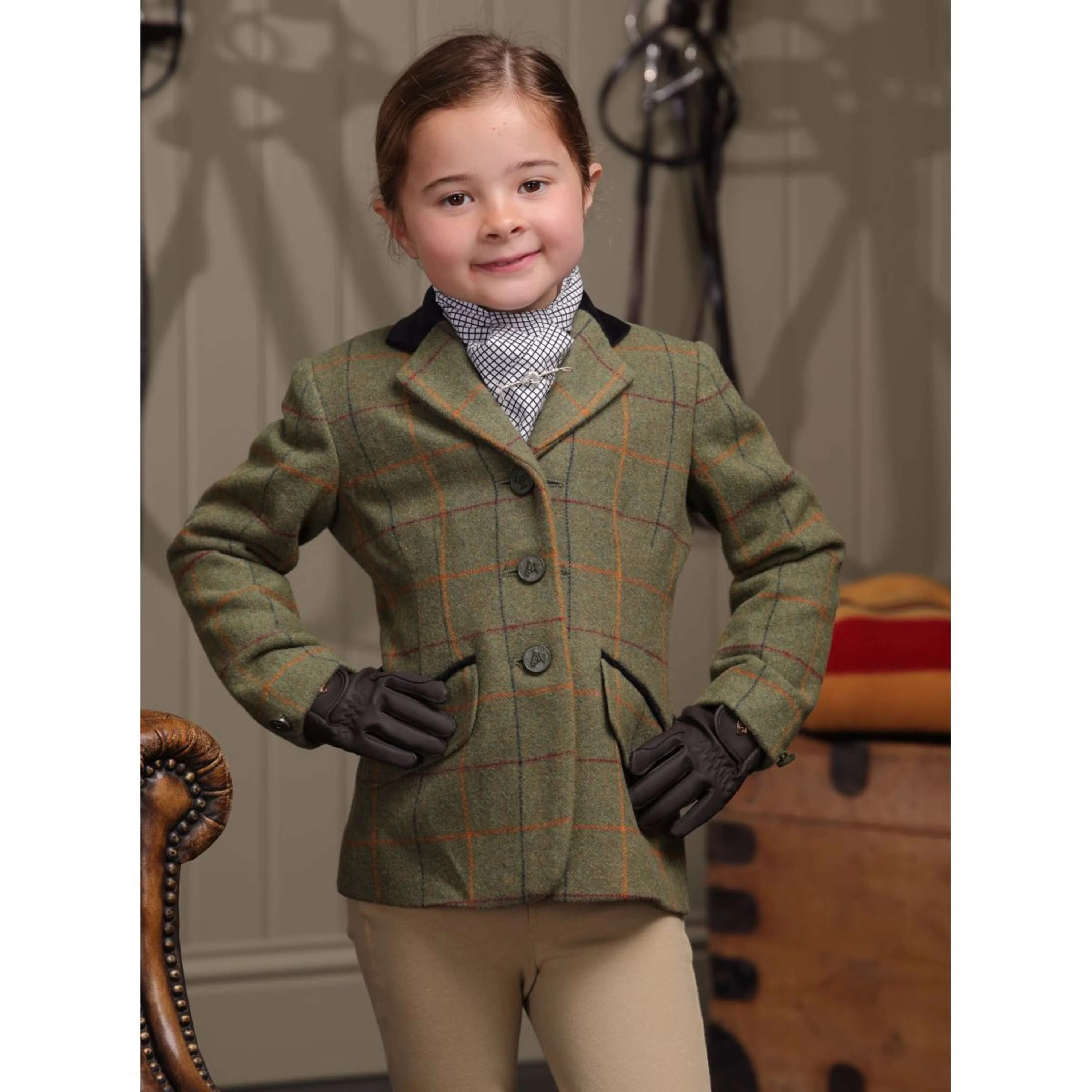 Aubrion by Shires Giacca da Competizione Saratoga Bambini Rosso/Giallo/Blu Check - Image 5