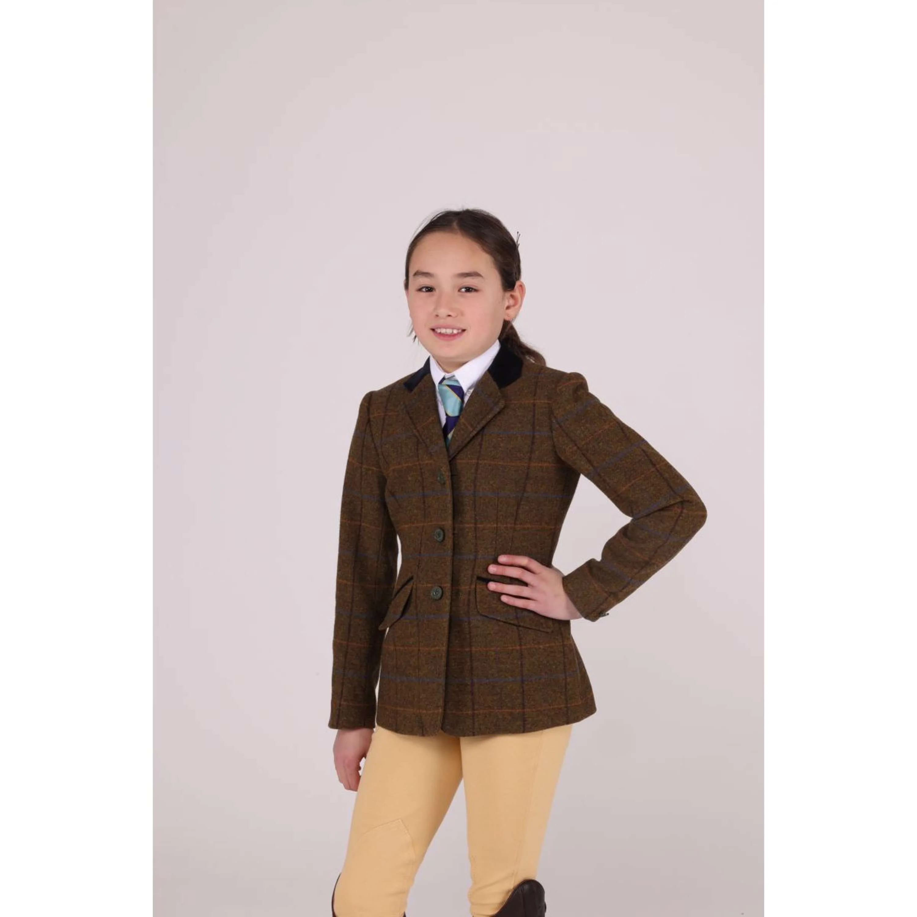 Aubrion by Shires Giacca da Competizione Saratoga Bambini Rovere Marrone Check - Image 4