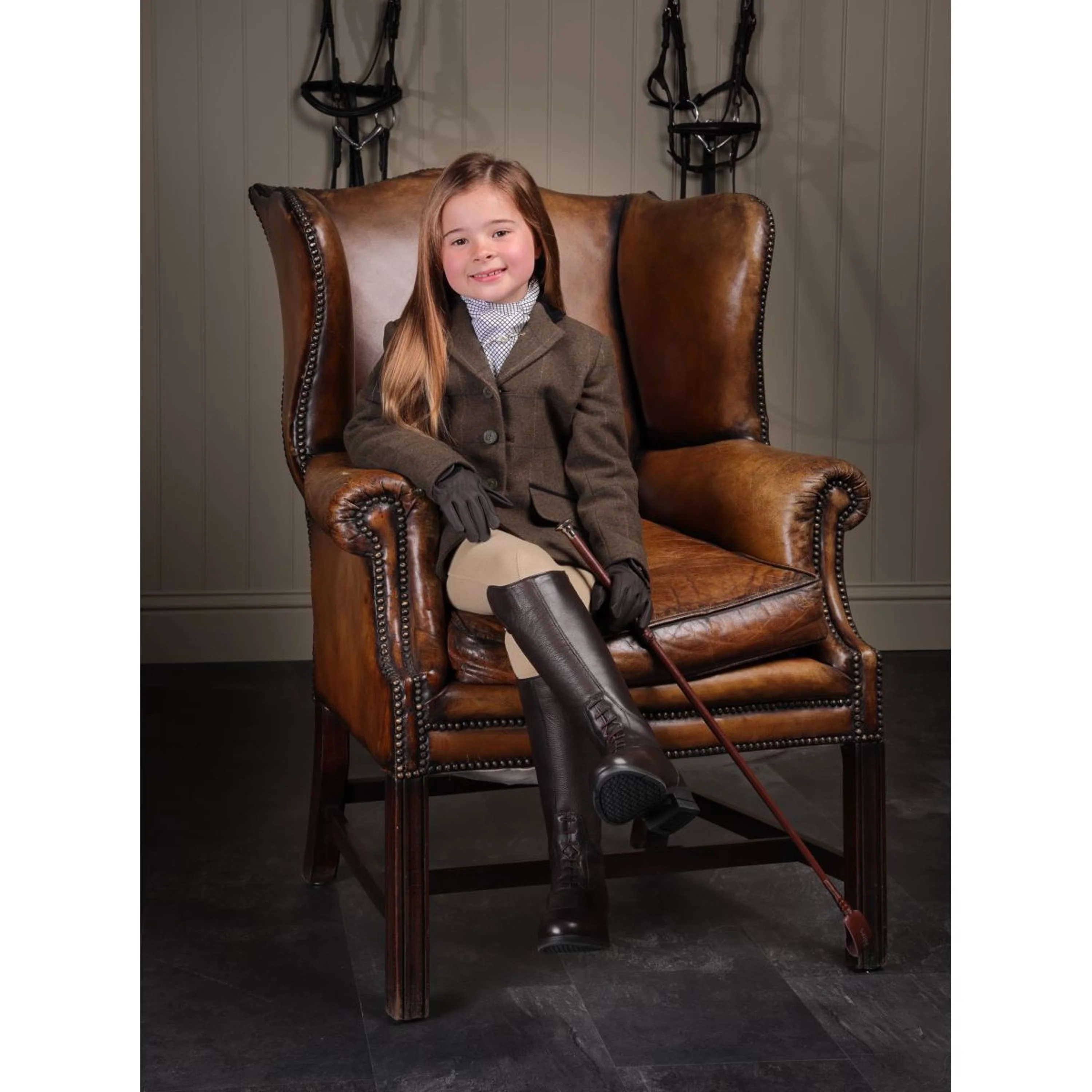 Aubrion by Shires Giacca da Competizione Saratoga Bambini Verde Check - Image 2