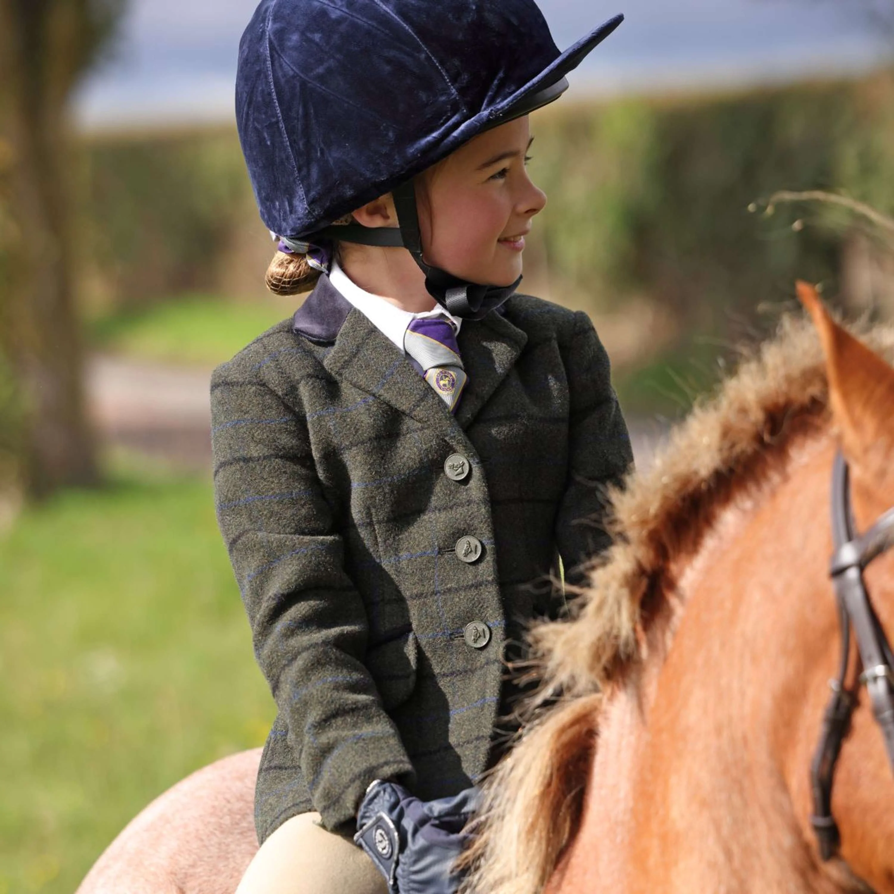 Aubrion by Shires Giacca da Competizione Saratoga Bambini Verde Scuro Check - Image 2