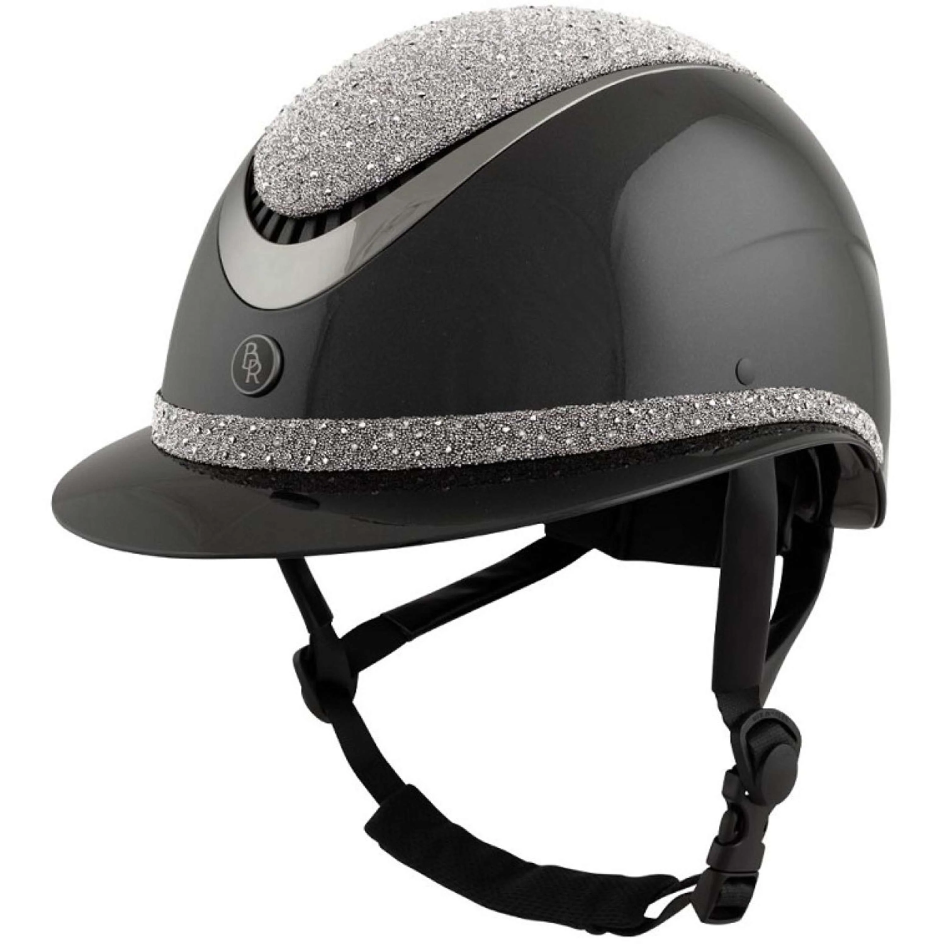 BR Casco da equitazione Theta Plus Dazzling Glamourous Glossy Nero/Canna di fucile