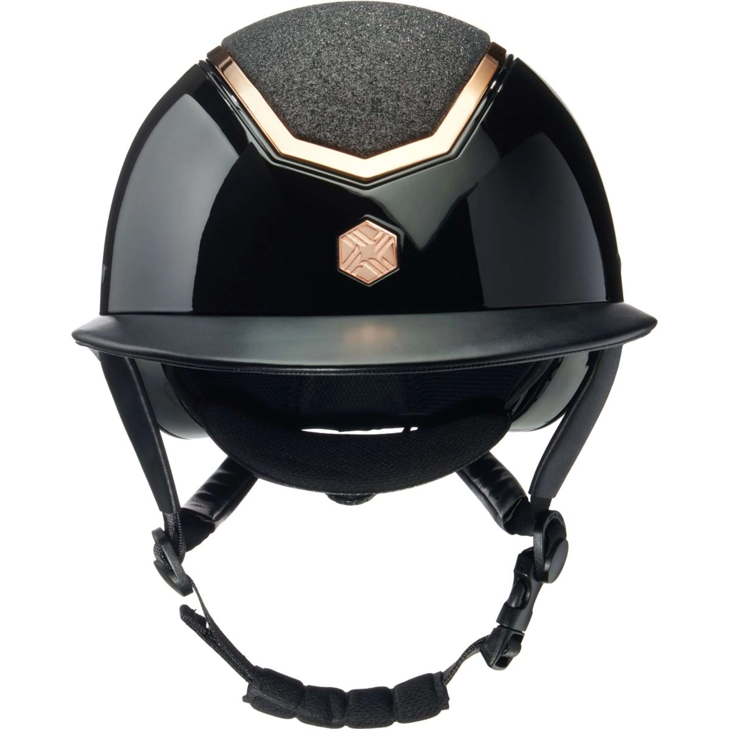 Charles Owen Casco da equitazione Kylo Sparkly Wide Peak Black Gloss/Rose Gold - Image 2