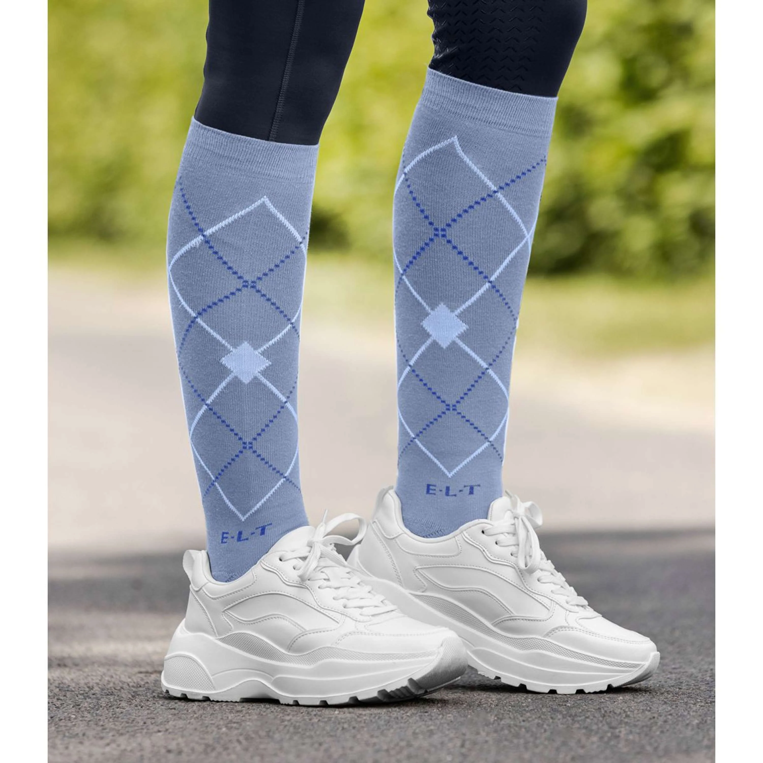 ELT Calze da Equitazione Argyle Blue Grey - Image 2
