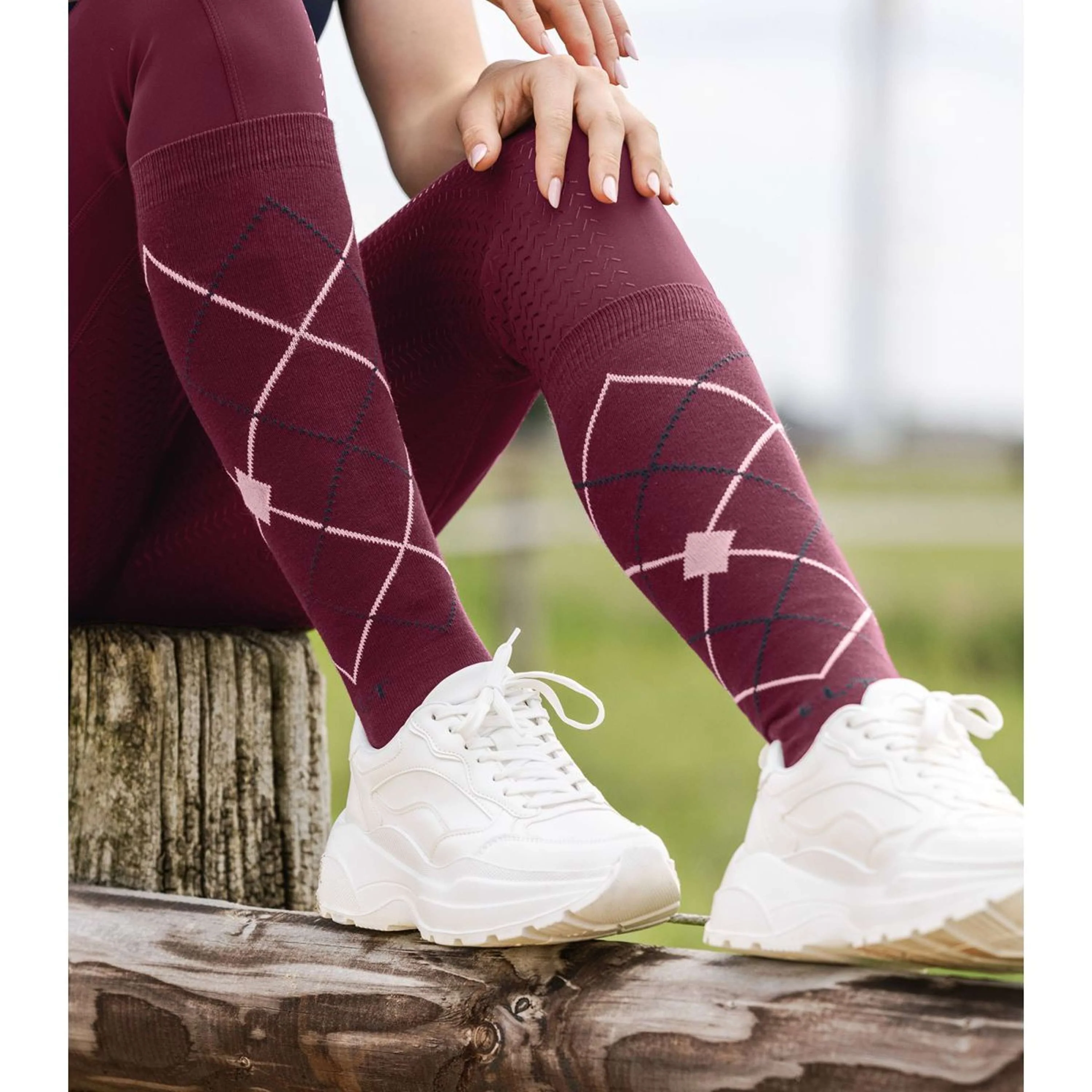 ELT Calze da Equitazione Argyle Rosso velluto - Image 2