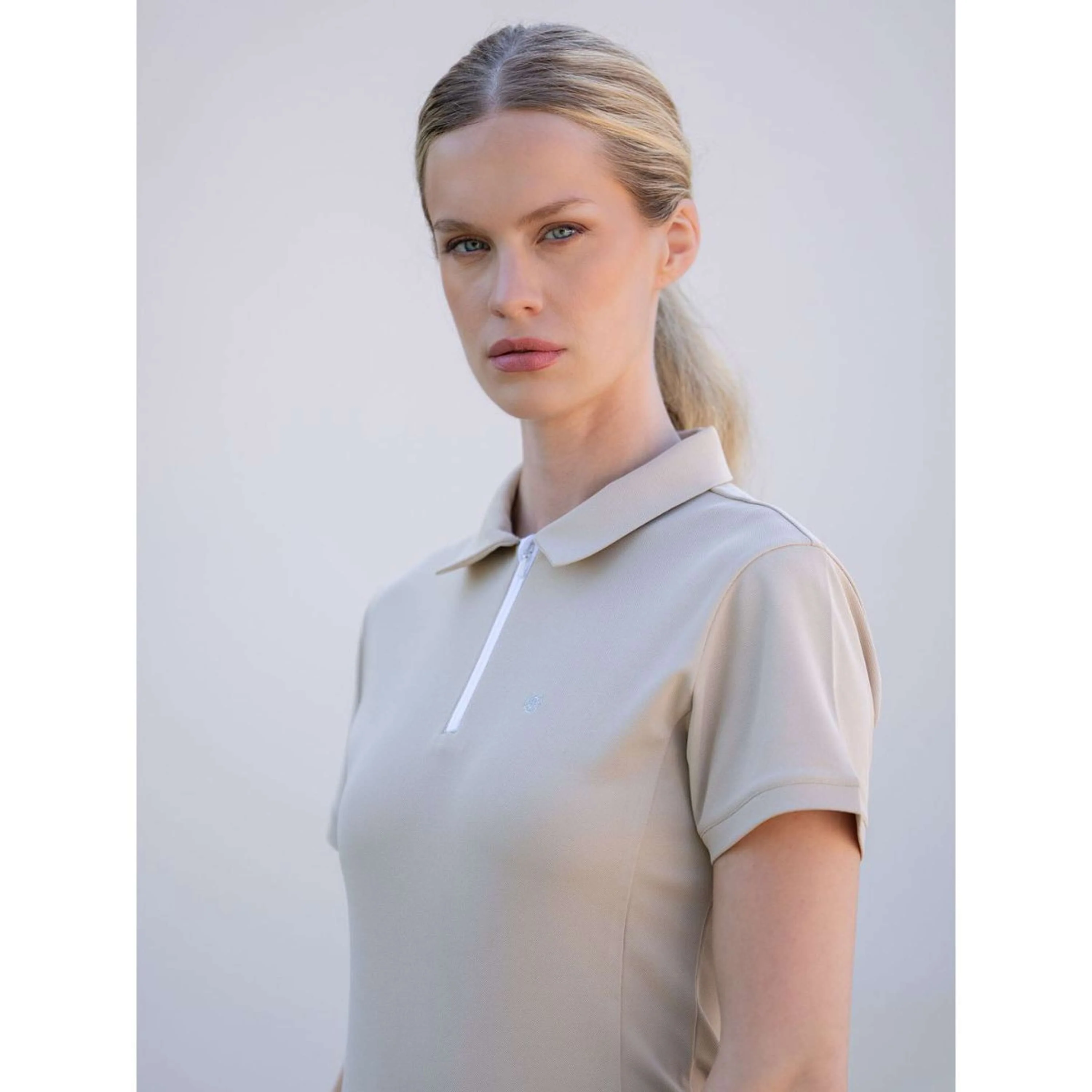 Equestrian Stockholm Poloshirt Zip Sand - Image 5
