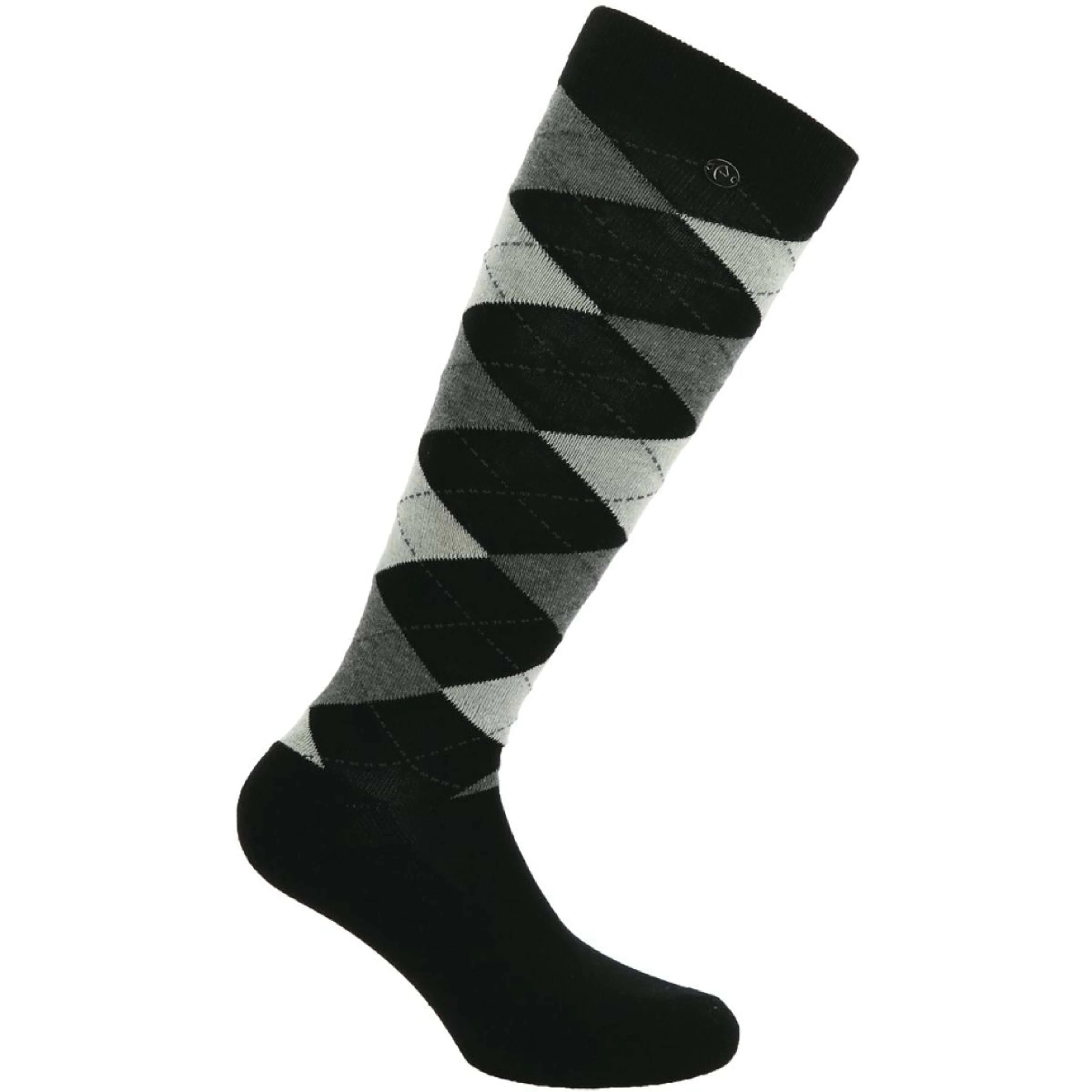EQUITHÈME Calze da Equitazione Argyle Nero/Ecrù
