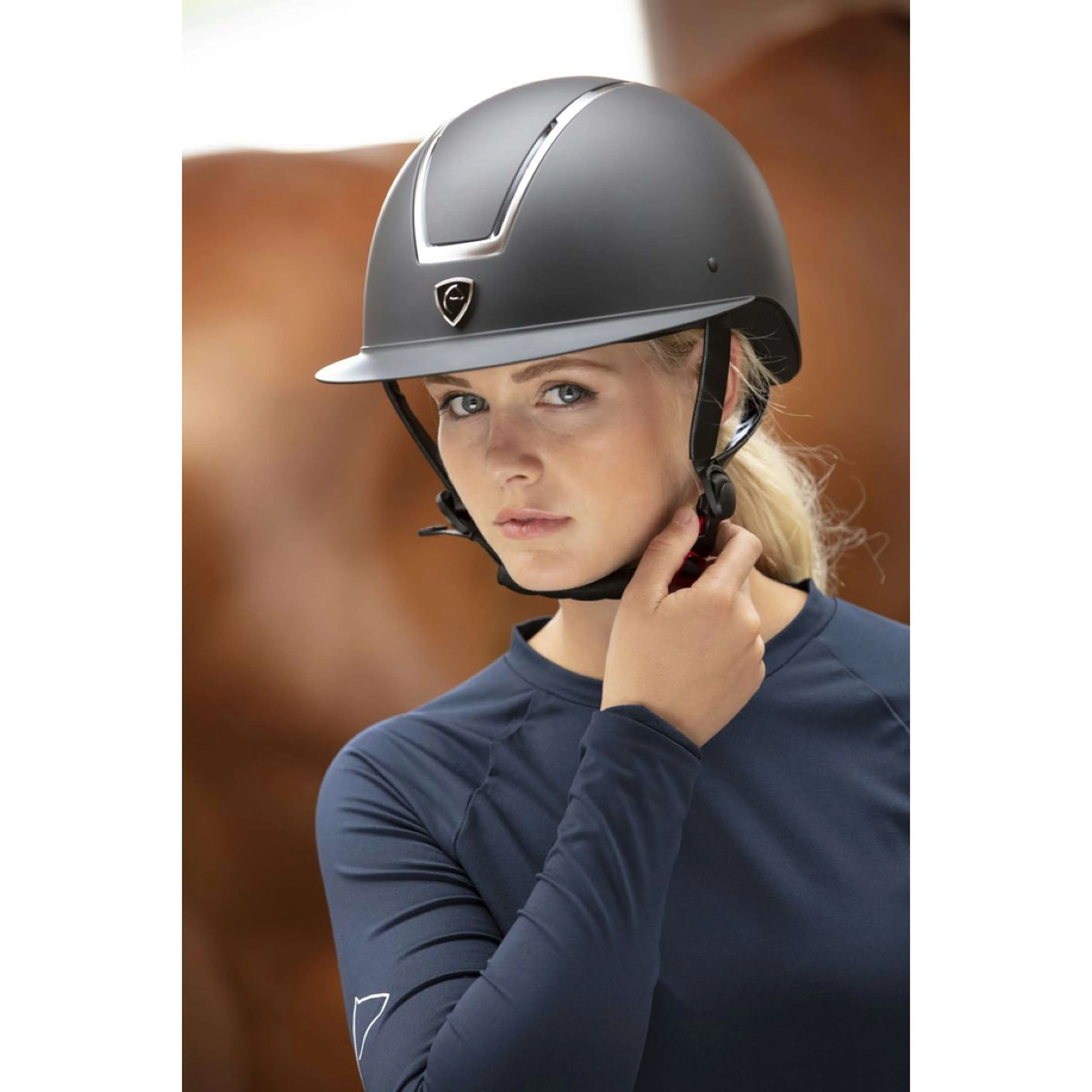 EQUITHÈME Casco da equitazione Glint Mat Nero Argento - Image 2