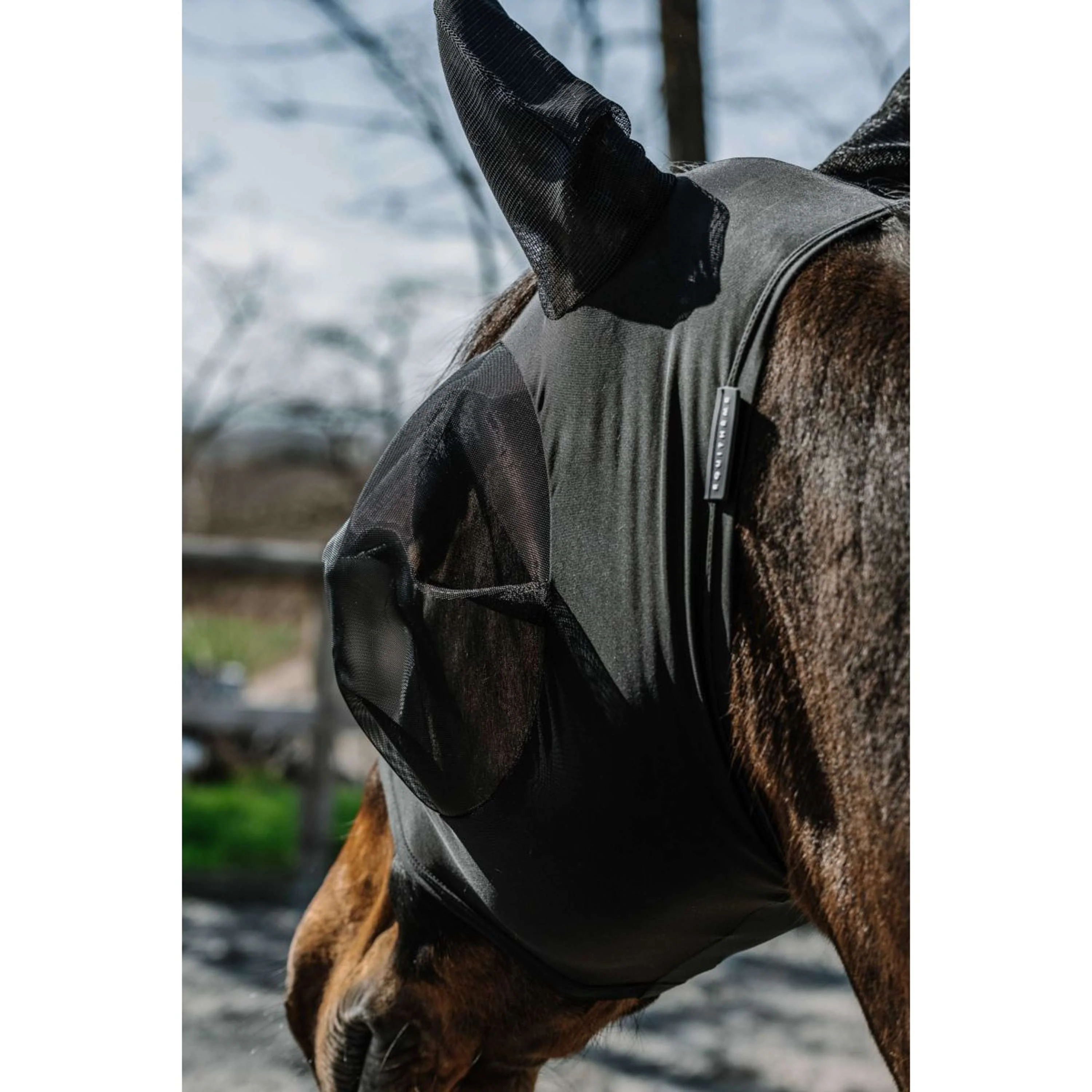 EQUITHÈME Maschera per Mosche Lycra con Protezione UV Nero - Image 2