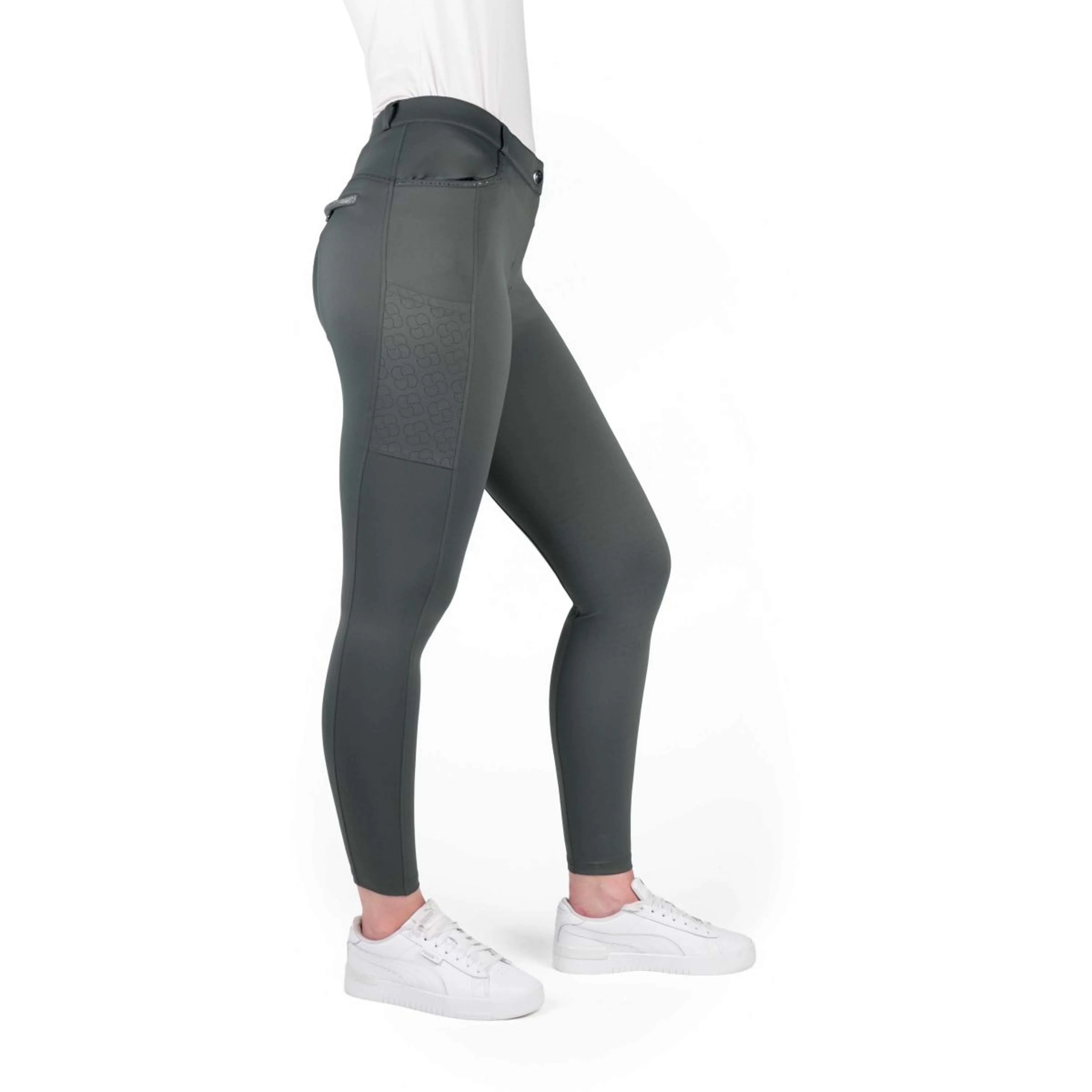 EQUITHÈME Pantaloni da Equitazione Capucine Knee Grip Verde - Image 3