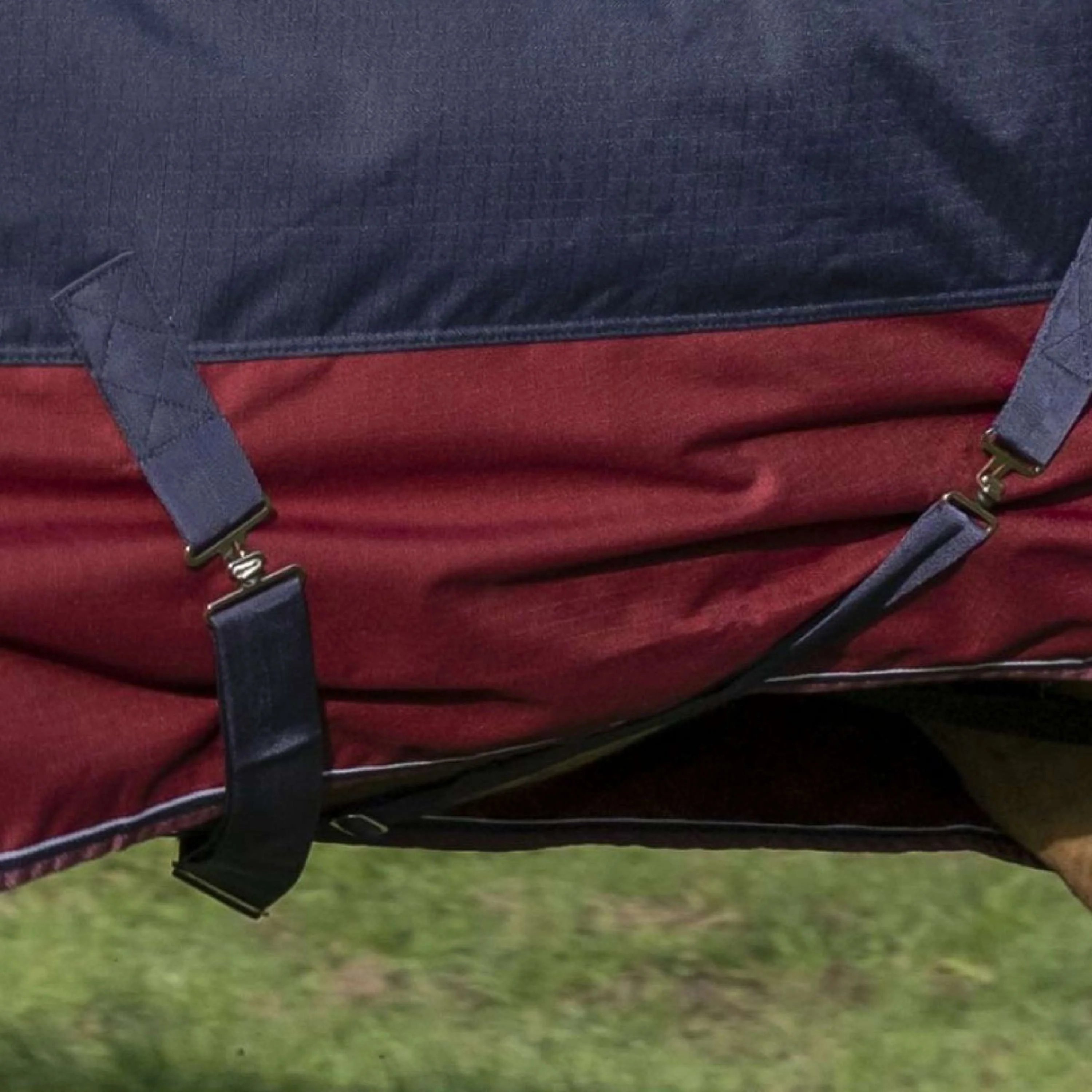 EQUITHÈME Tappeto da Esterno Tyrex 1200D 0g con Mezza Collo Navy/Bordeaux - Image 3