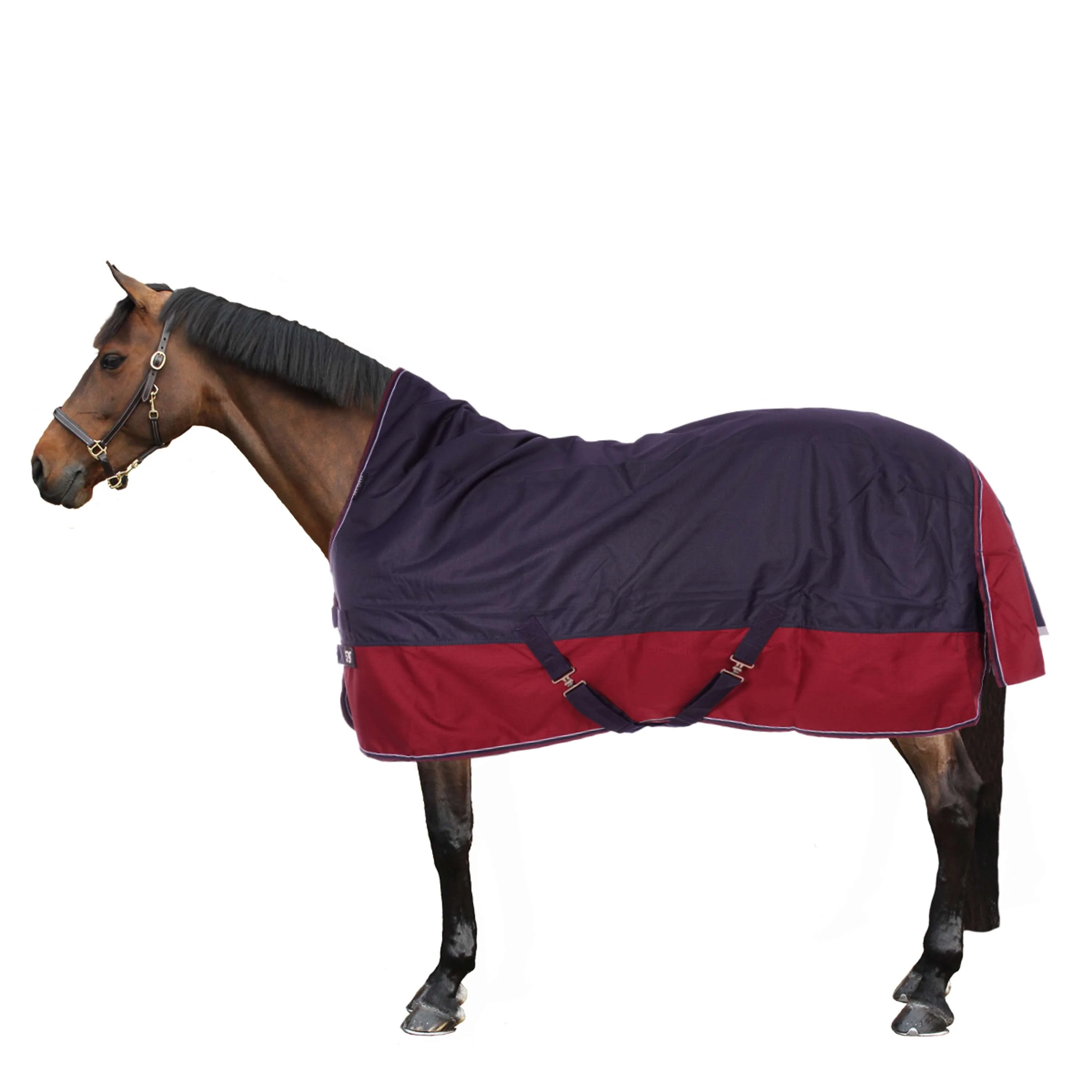 EQUITHÈME Tappeto da Esterno Tyrex 1200D 0g con Mezza Collo Navy/Bordeaux - Image 5