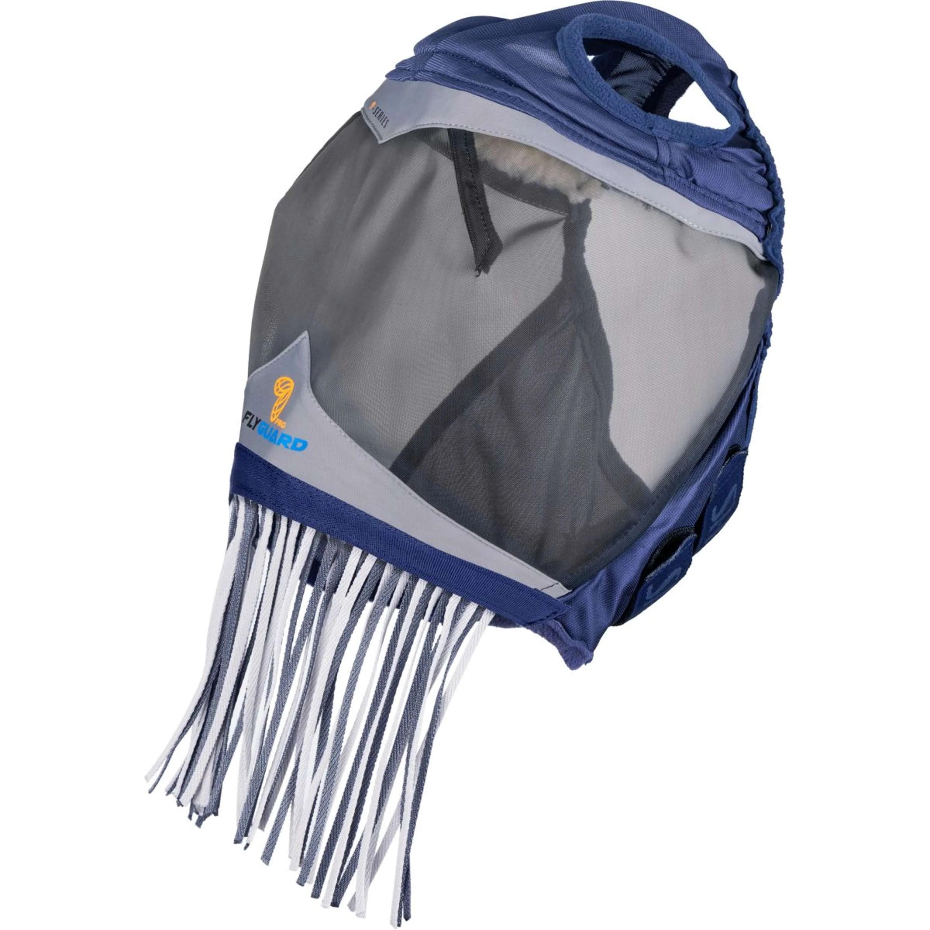 FlyGuard by Shires Maschera per Mosche Pro Fine Mesh con Foro per Orecchio & Frange Nasali Navy - Image 2