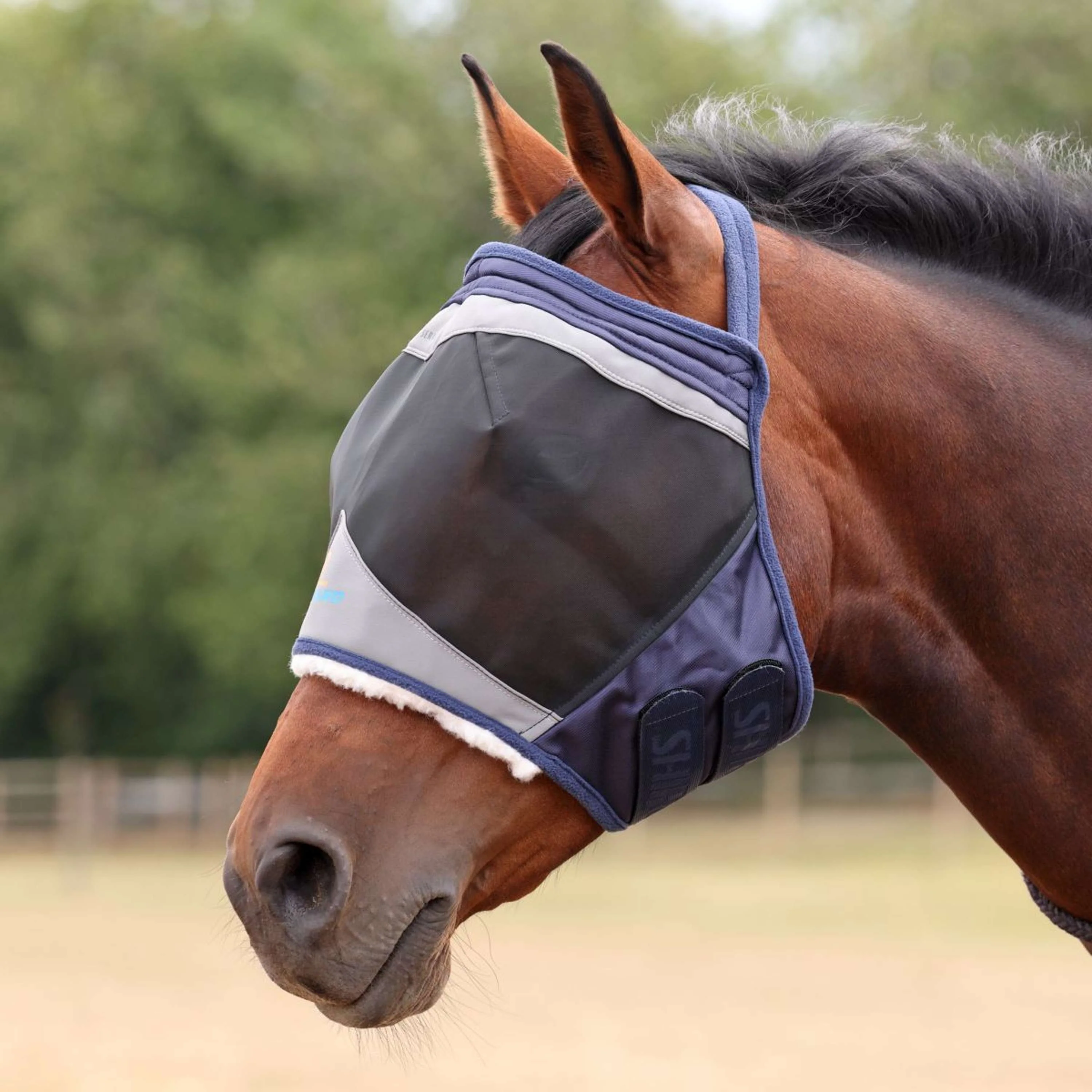 FlyGuard by Shires Maschera per Mosche Pro Fine Mesh Senza orecchie Navy