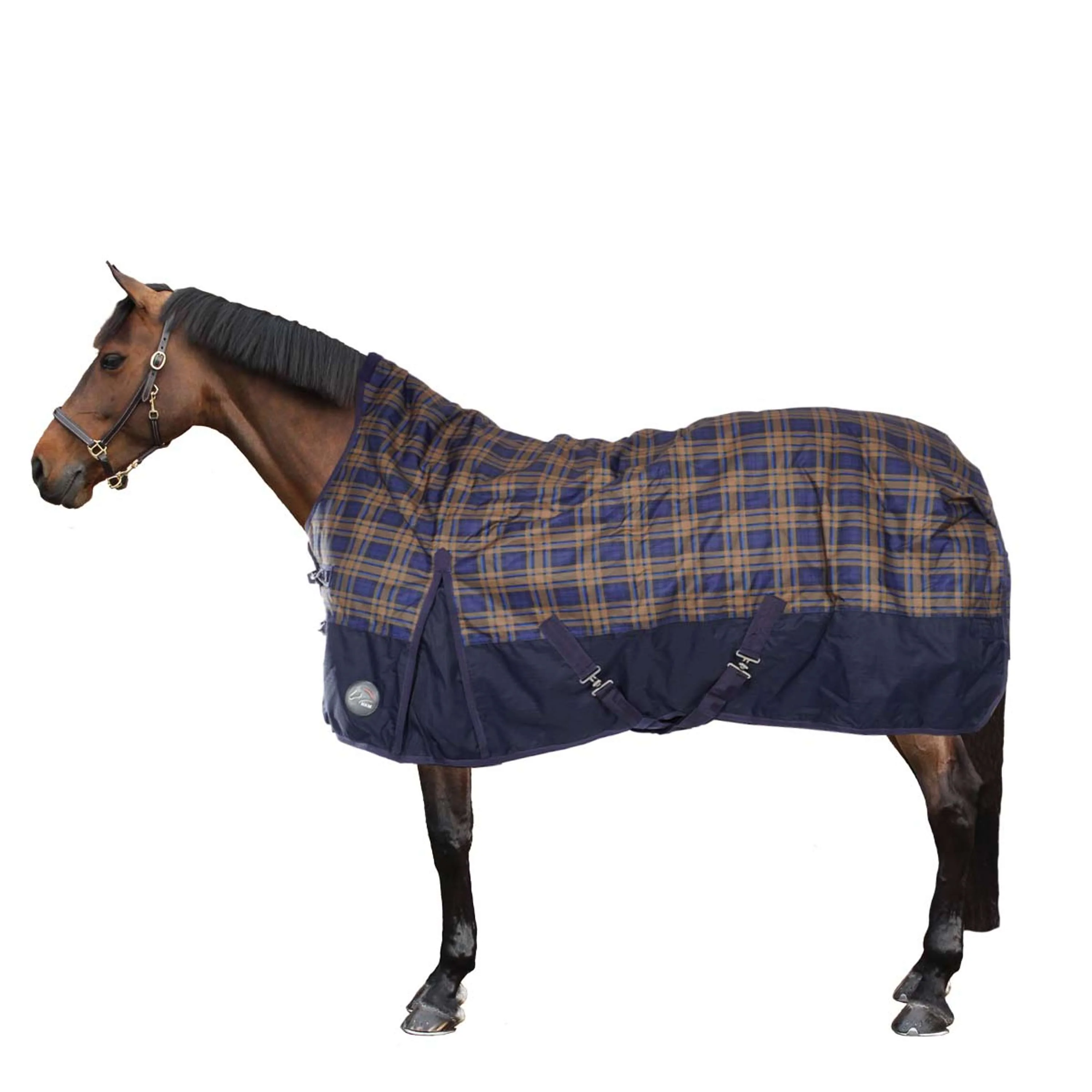 HKM Coperta con Collo Alto Providence Karo 1200D A scacchi blu scuro/marrone