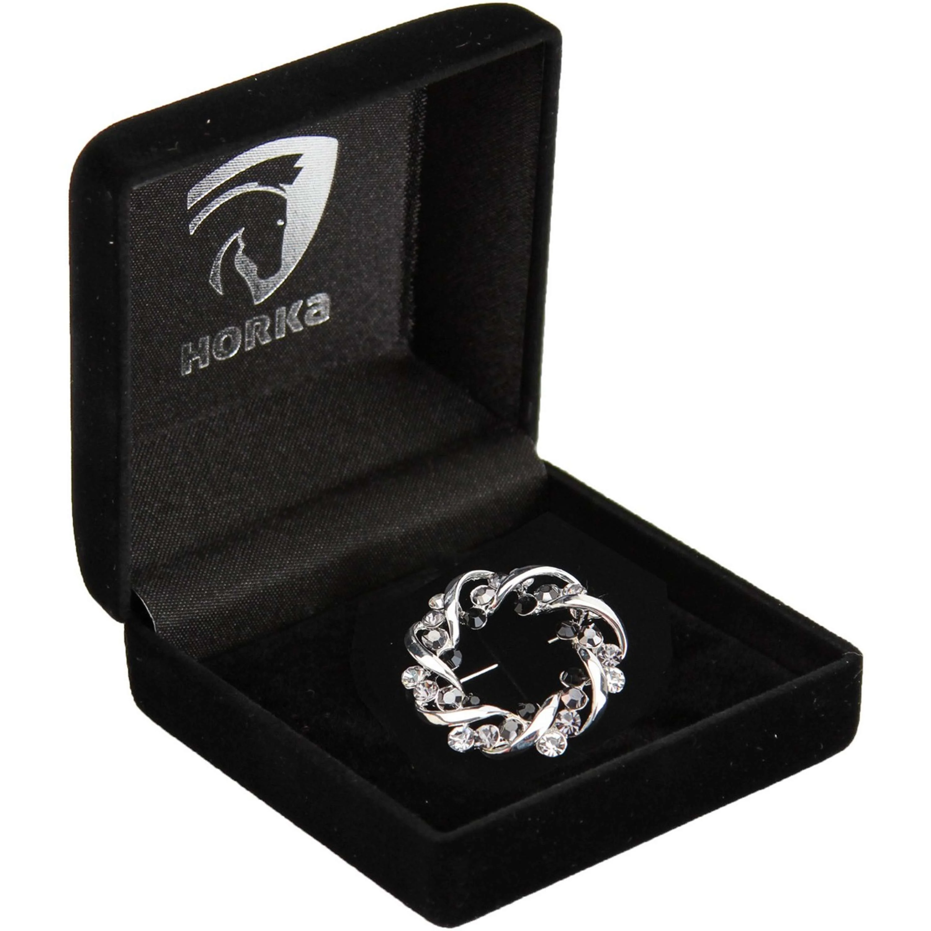 HORKA Spilla da Cravatta Crown Nero Argento
