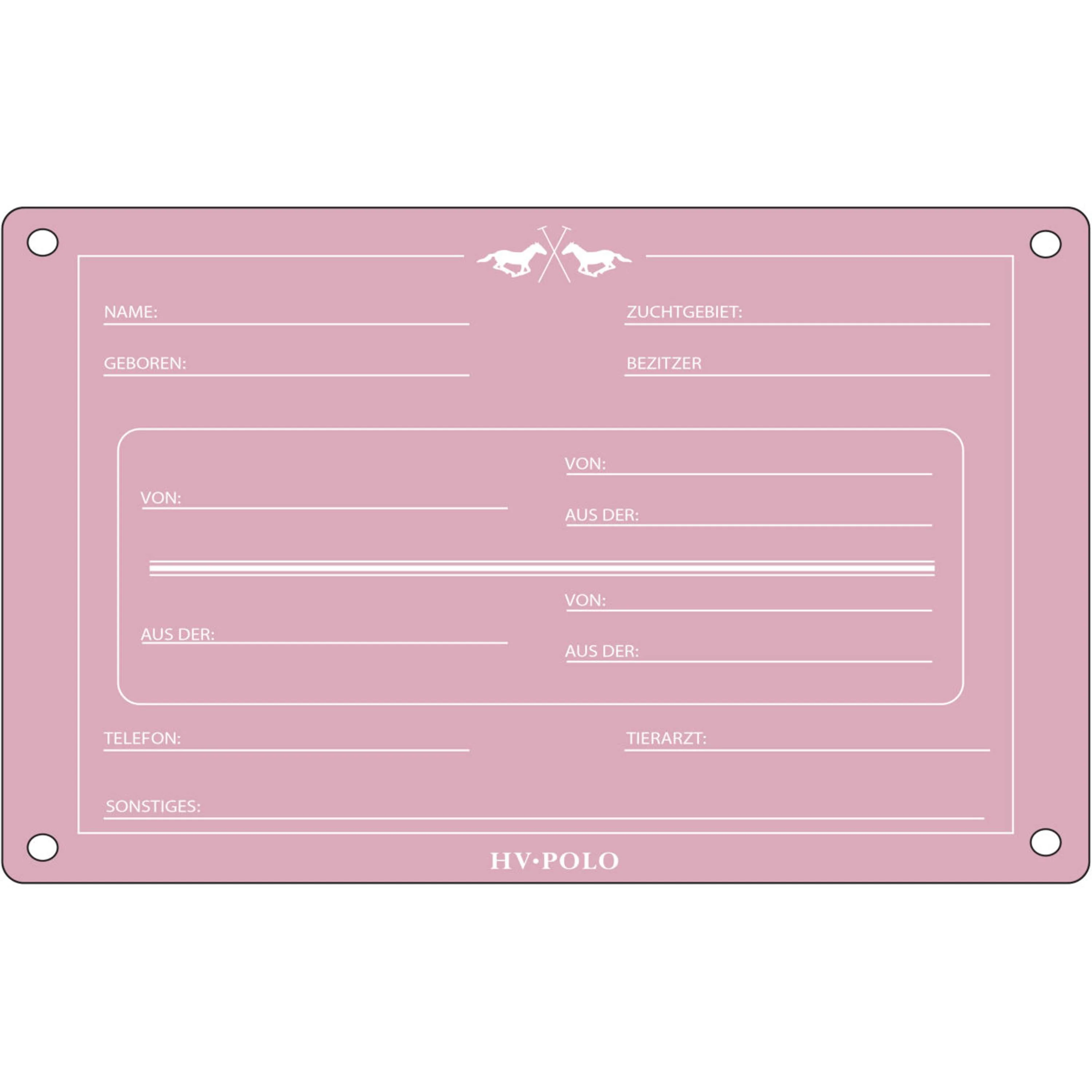 HV Polo Targa per Box HVPPolo Inglese Pretty Pink