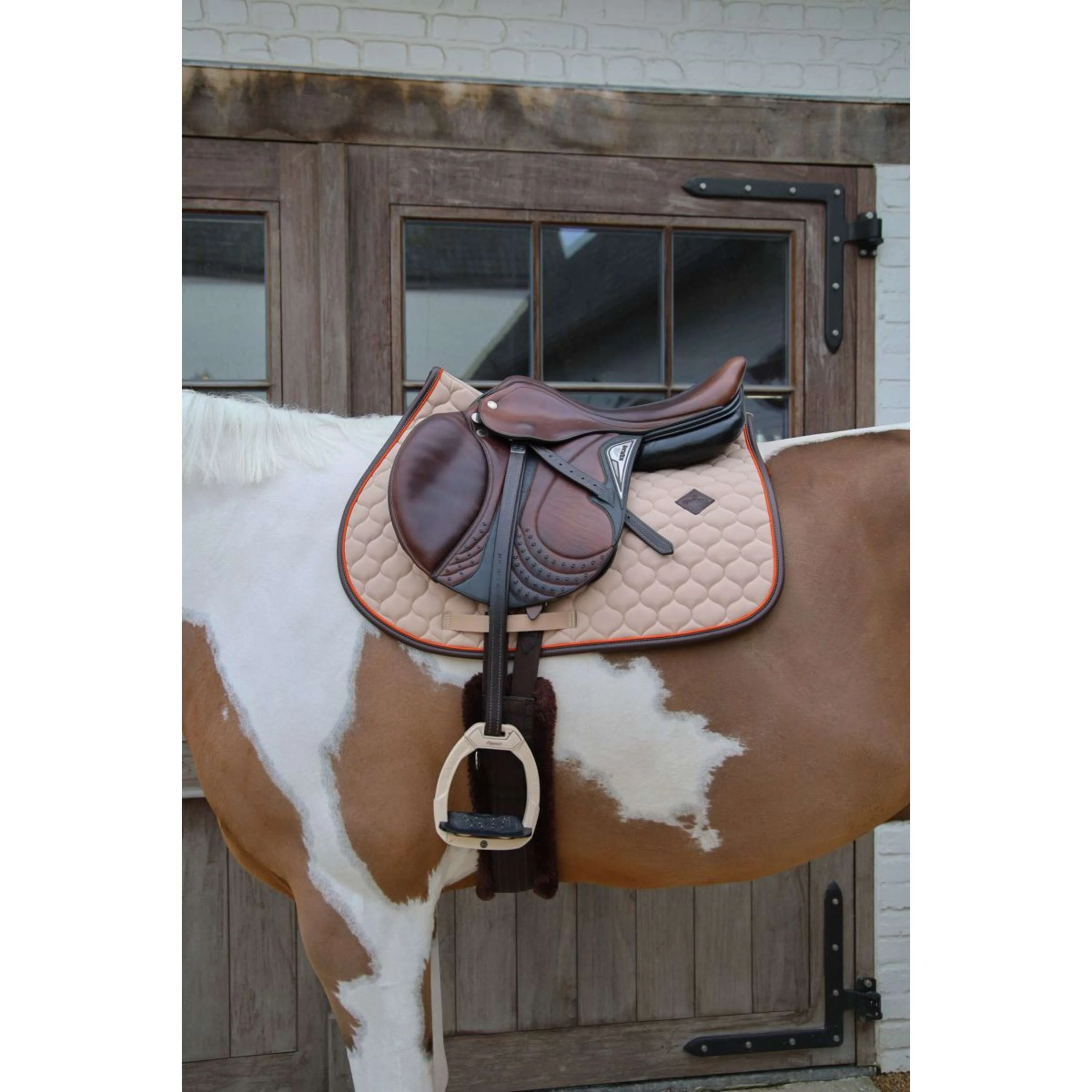 Kentucky Horsewear Sottosella Onion Quilt Leather Neon saltando Beige - Image 2