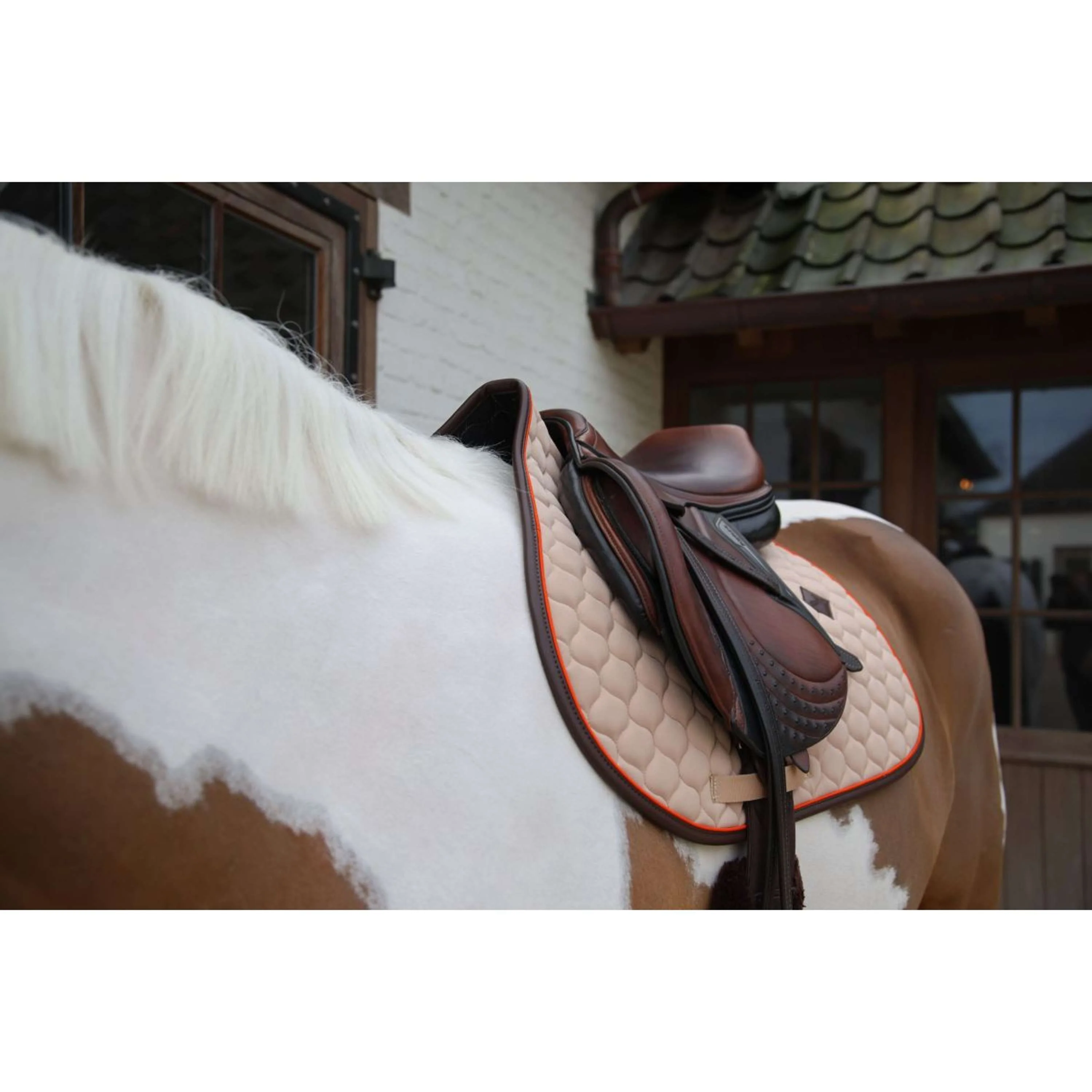 Kentucky Horsewear Sottosella Onion Quilt Leather Neon saltando Beige - Image 4