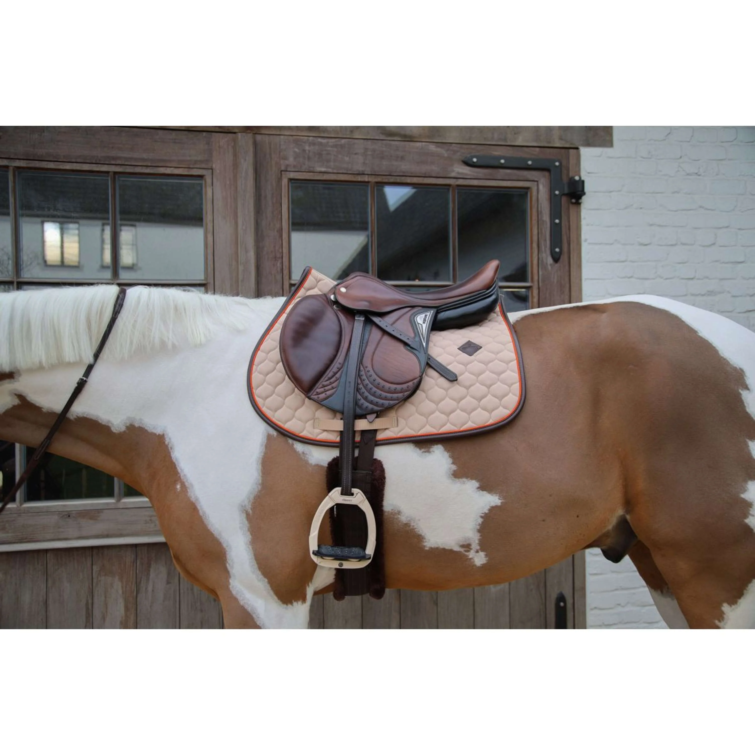 Kentucky Horsewear Sottosella Onion Quilt Leather Neon saltando Beige - Image 5