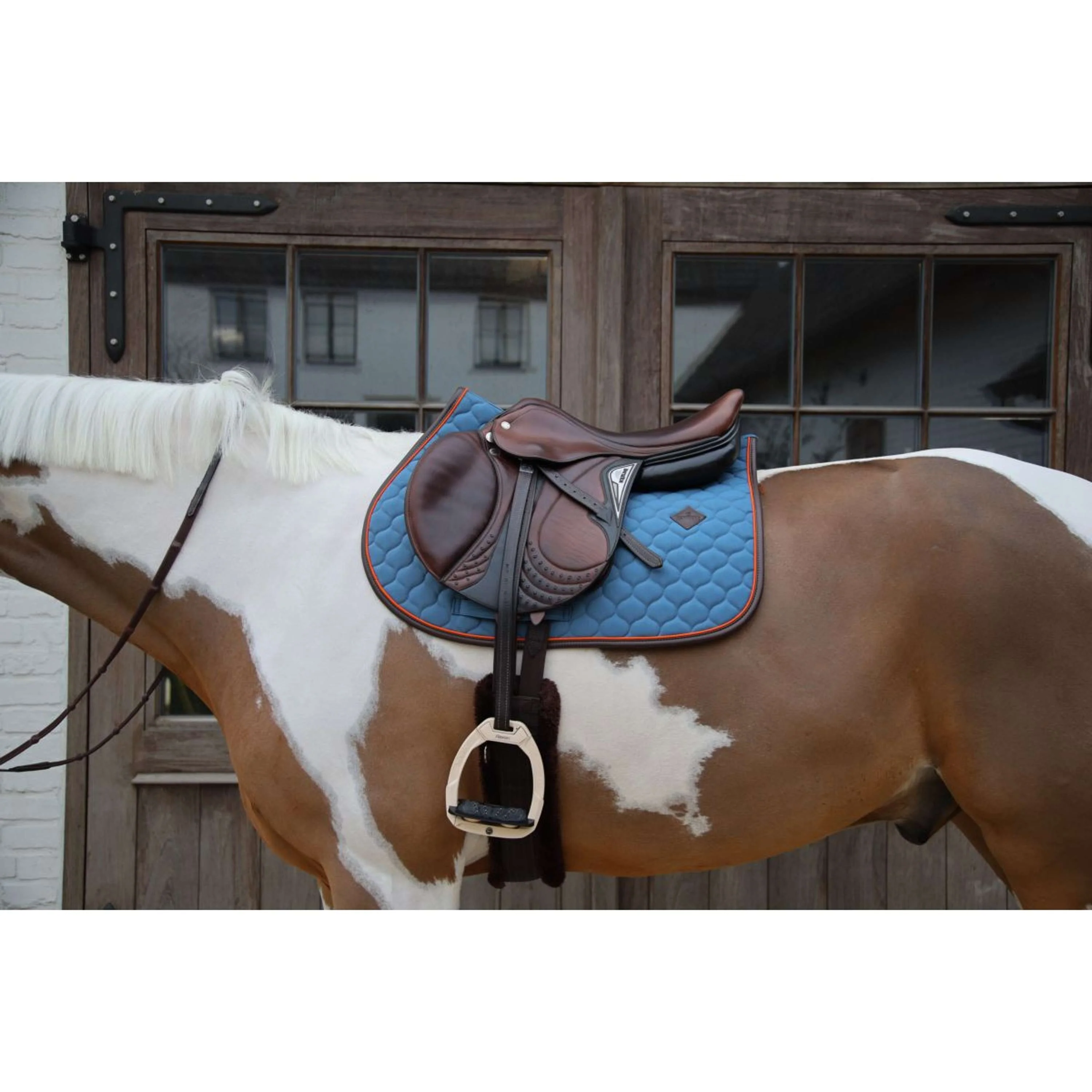 Kentucky Horsewear Sottosella Onion Quilt Leather Neon saltando Blu - Image 2