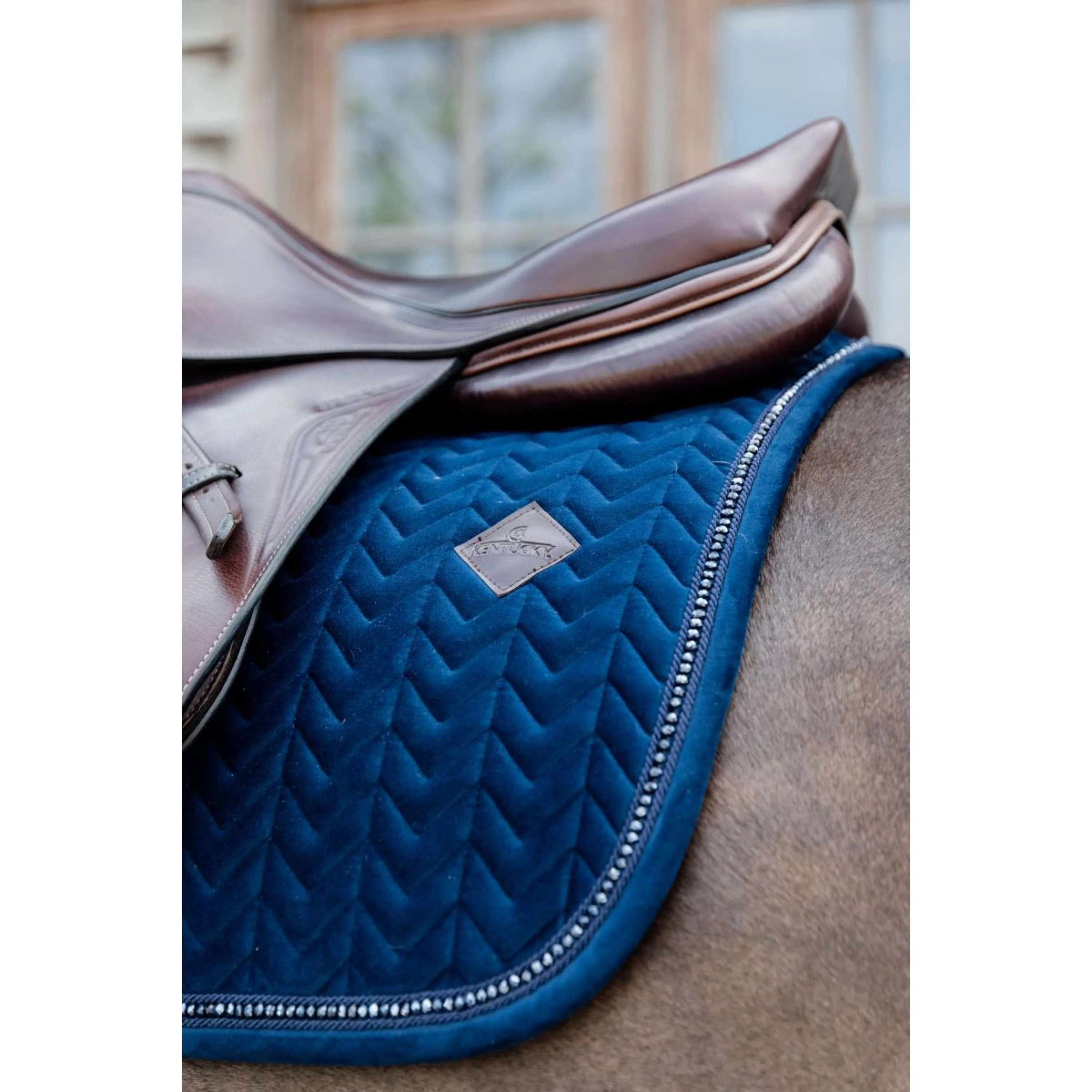 Kentucky Horsewear Sottosella Velvet Pearls Saltando Navy - Image 8