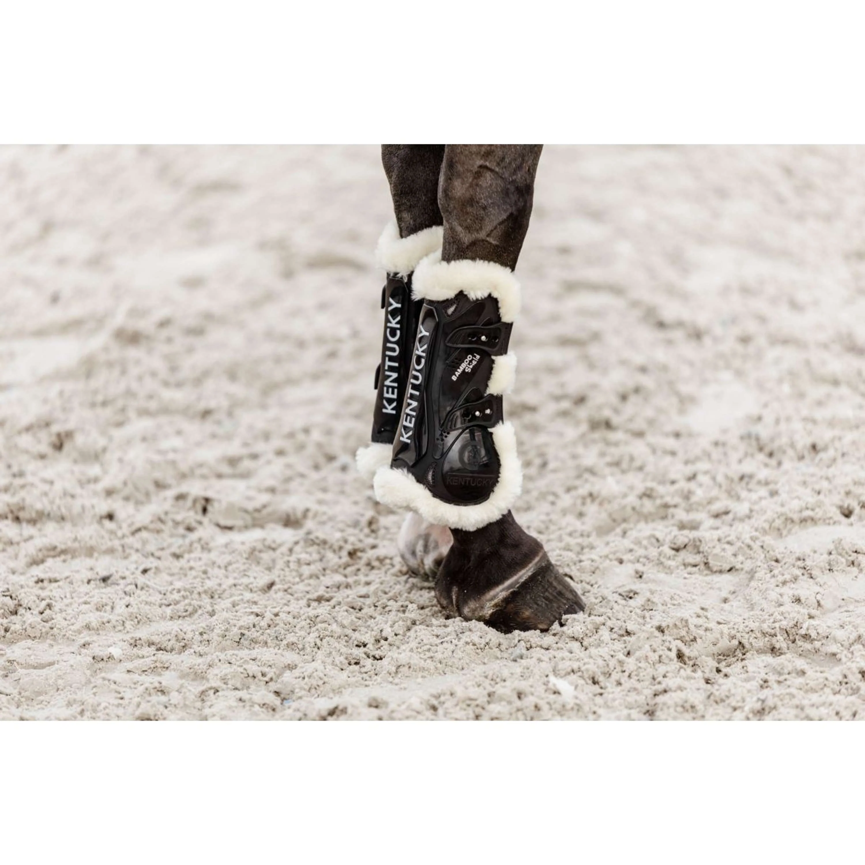 Kentucky Horsewear Stinchiere Bamboo Elastic Vegan Sheepskin Nero - Image 7