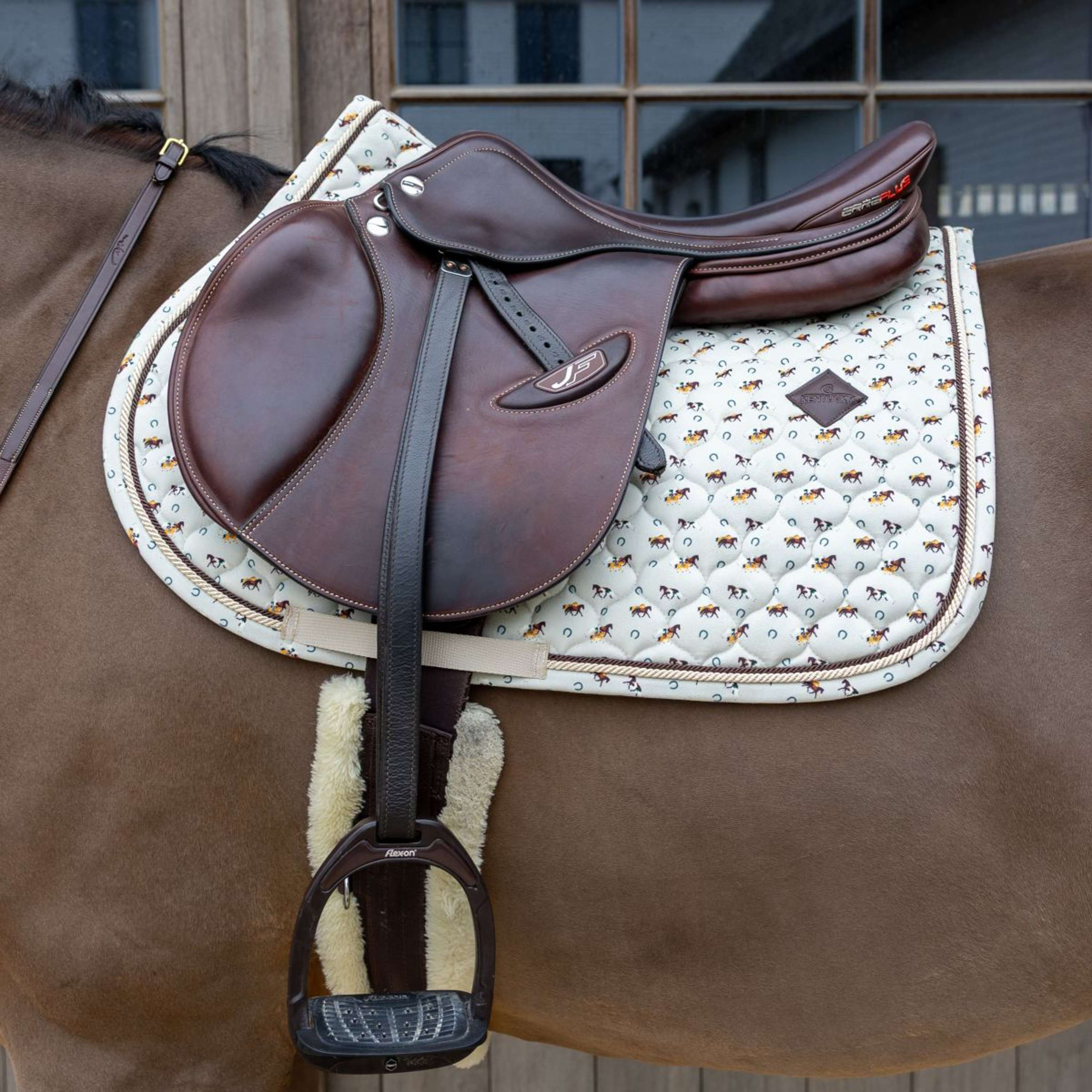 Kentucky Sottosella Velvet Horse Printing Beige - Image 2