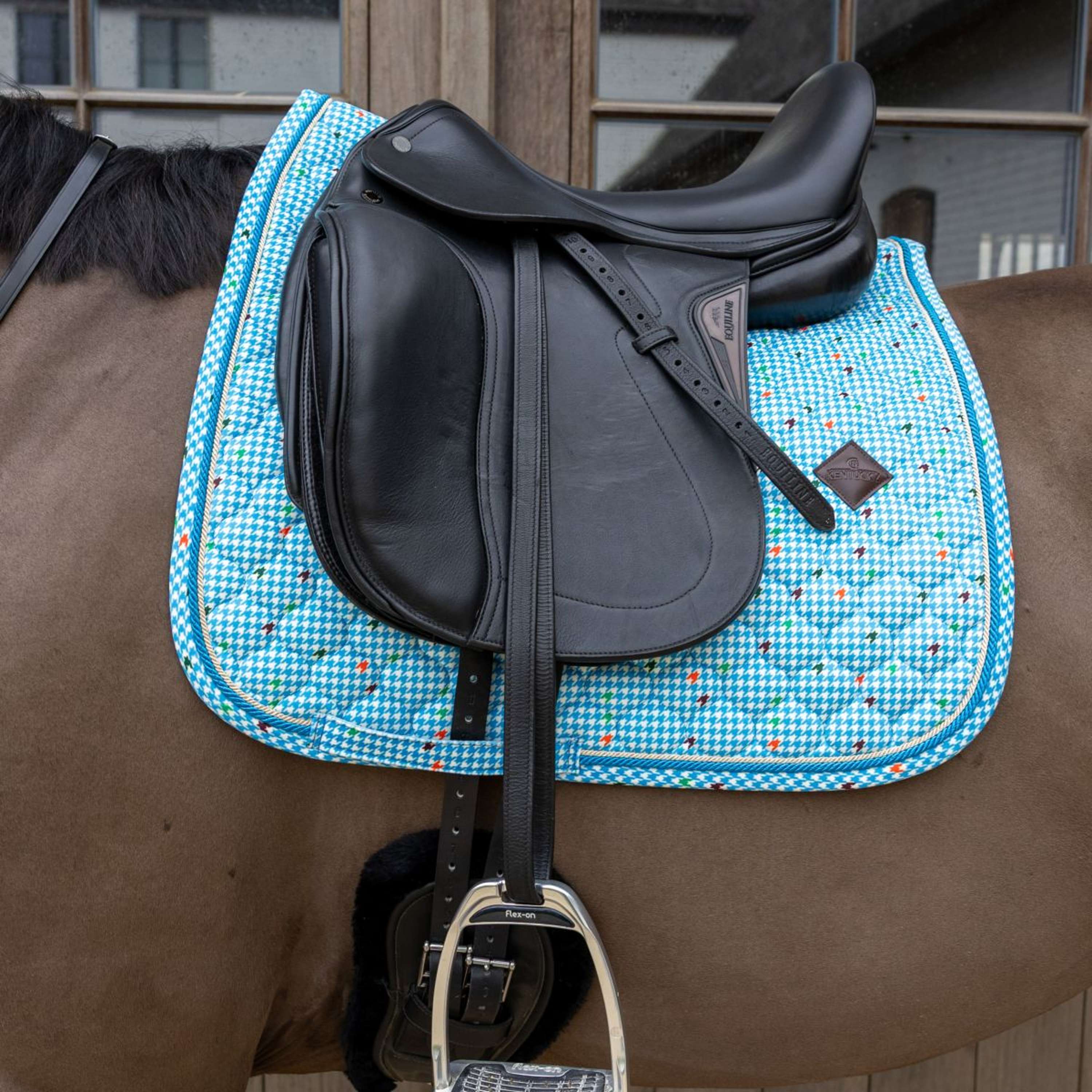 Kentucky Sottosella Velvet Pied De Poule Dressage Navy - Image 3