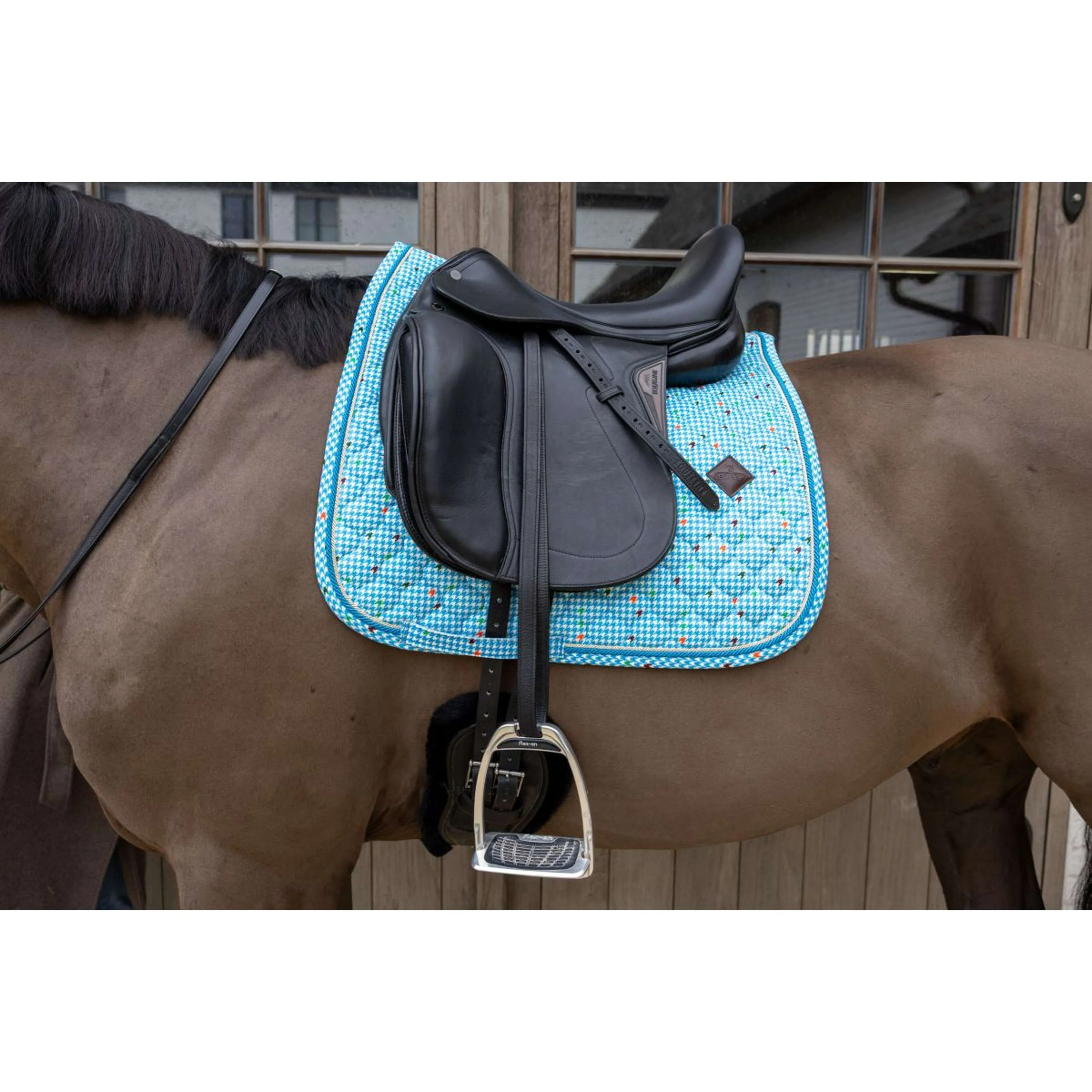 Kentucky Sottosella Velvet Pied De Poule Dressage Navy - Image 4