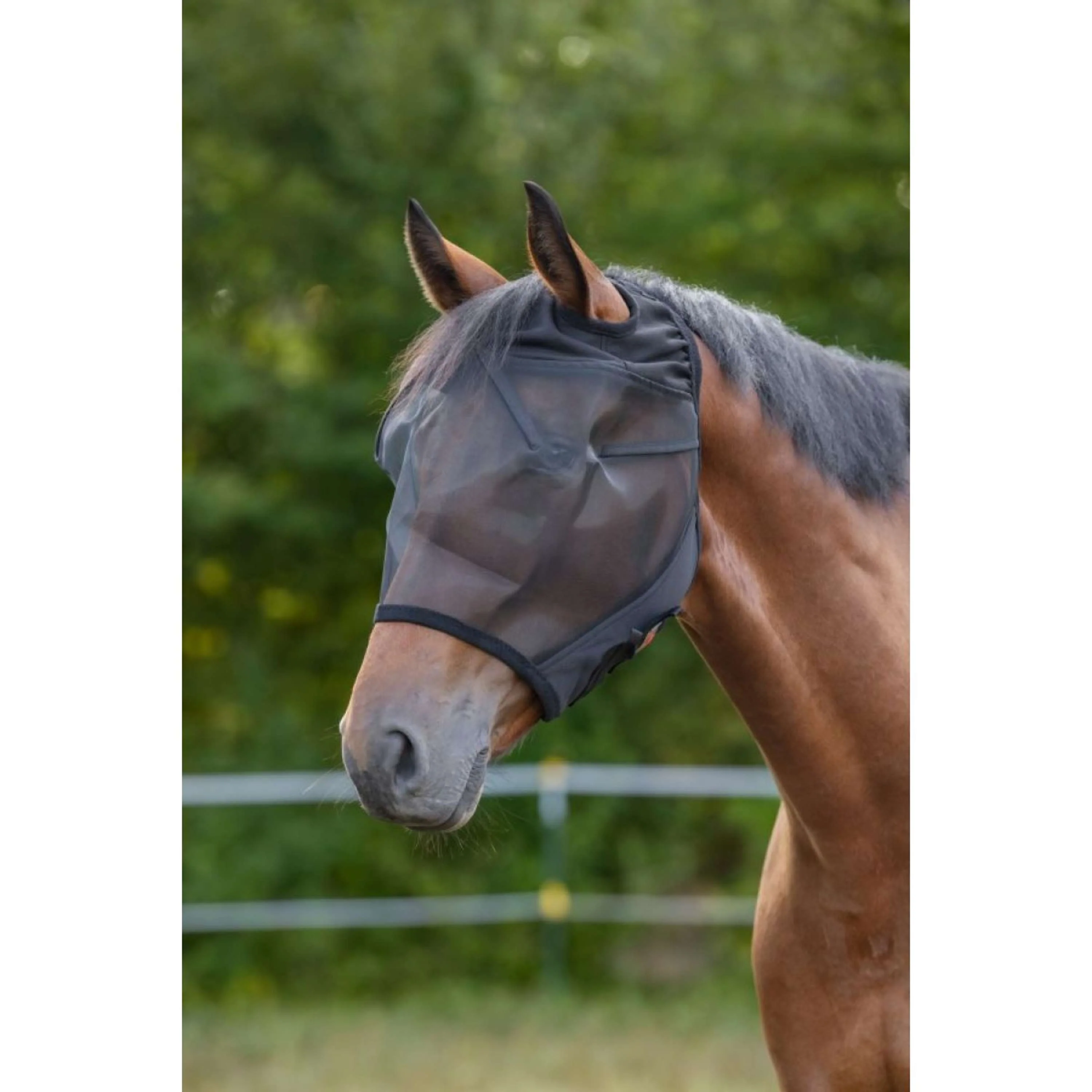 Kerbl Maschera antimosche con apertura per orecchie Nero