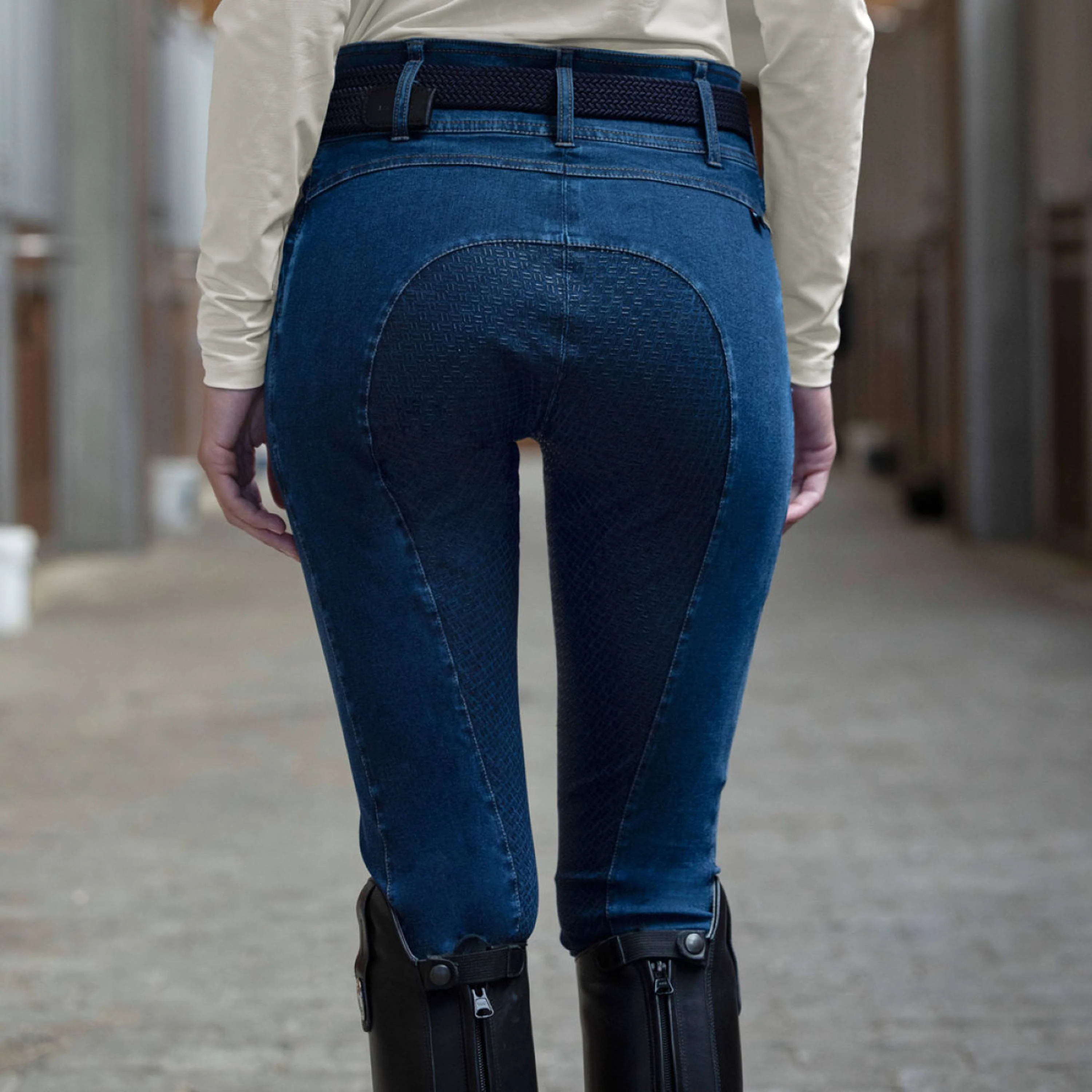 Kingsland Pantaloni da Equitazione KLKayce Denim Full Grip Navy - Image 3