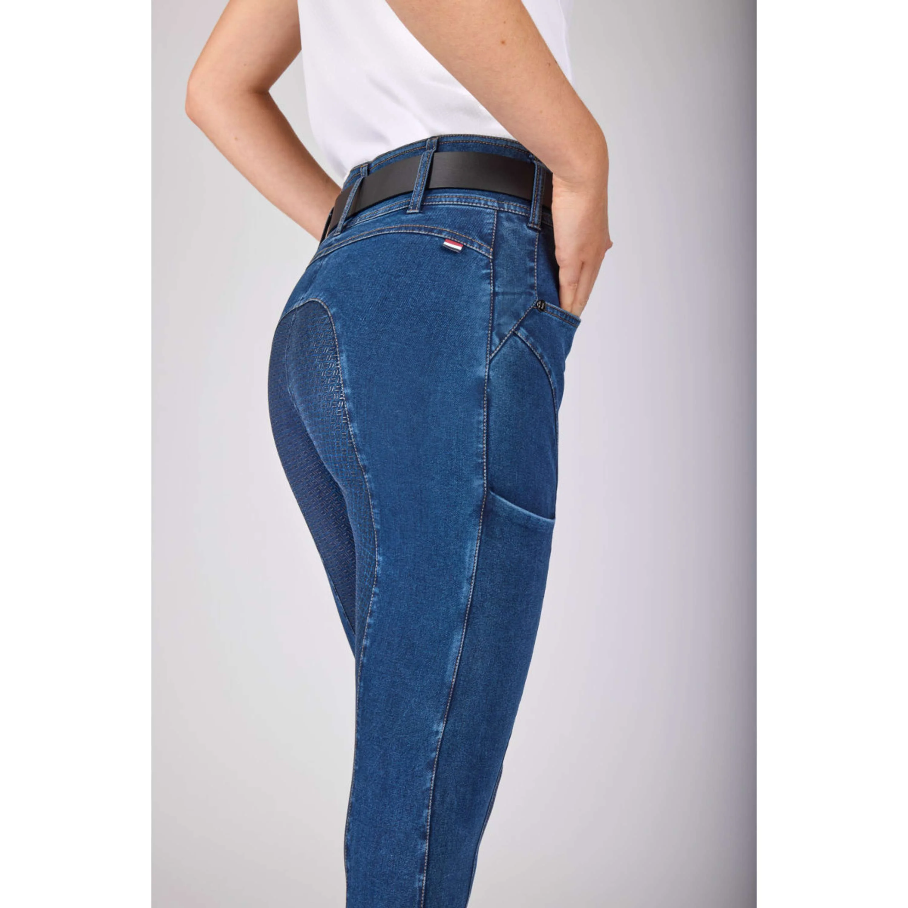 Kingsland Pantaloni da Equitazione KLKayce Denim Full Grip Navy - Image 7