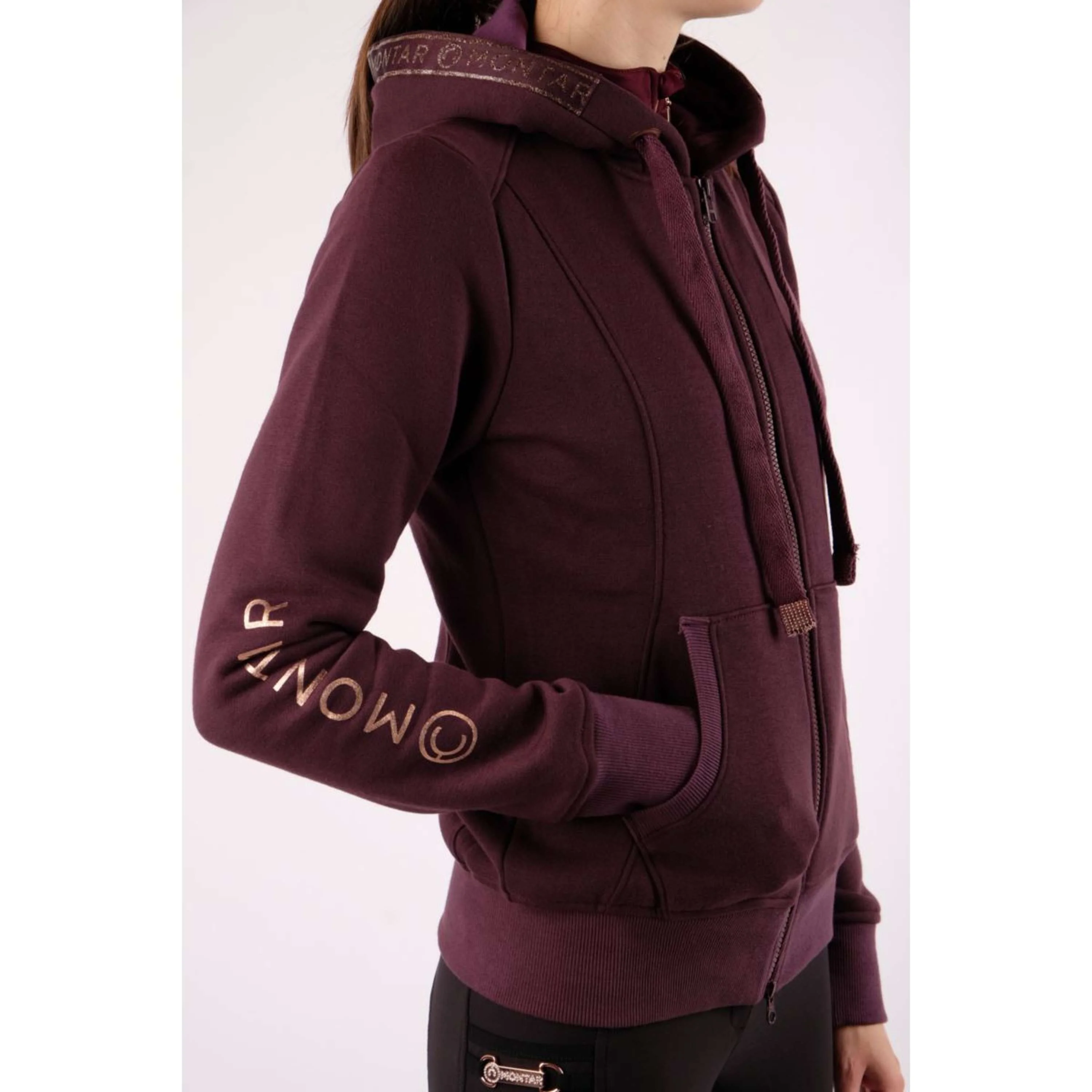 Montar Felpa con cappuccio e zip Macie Rosegold Logo Prugna - Image 2