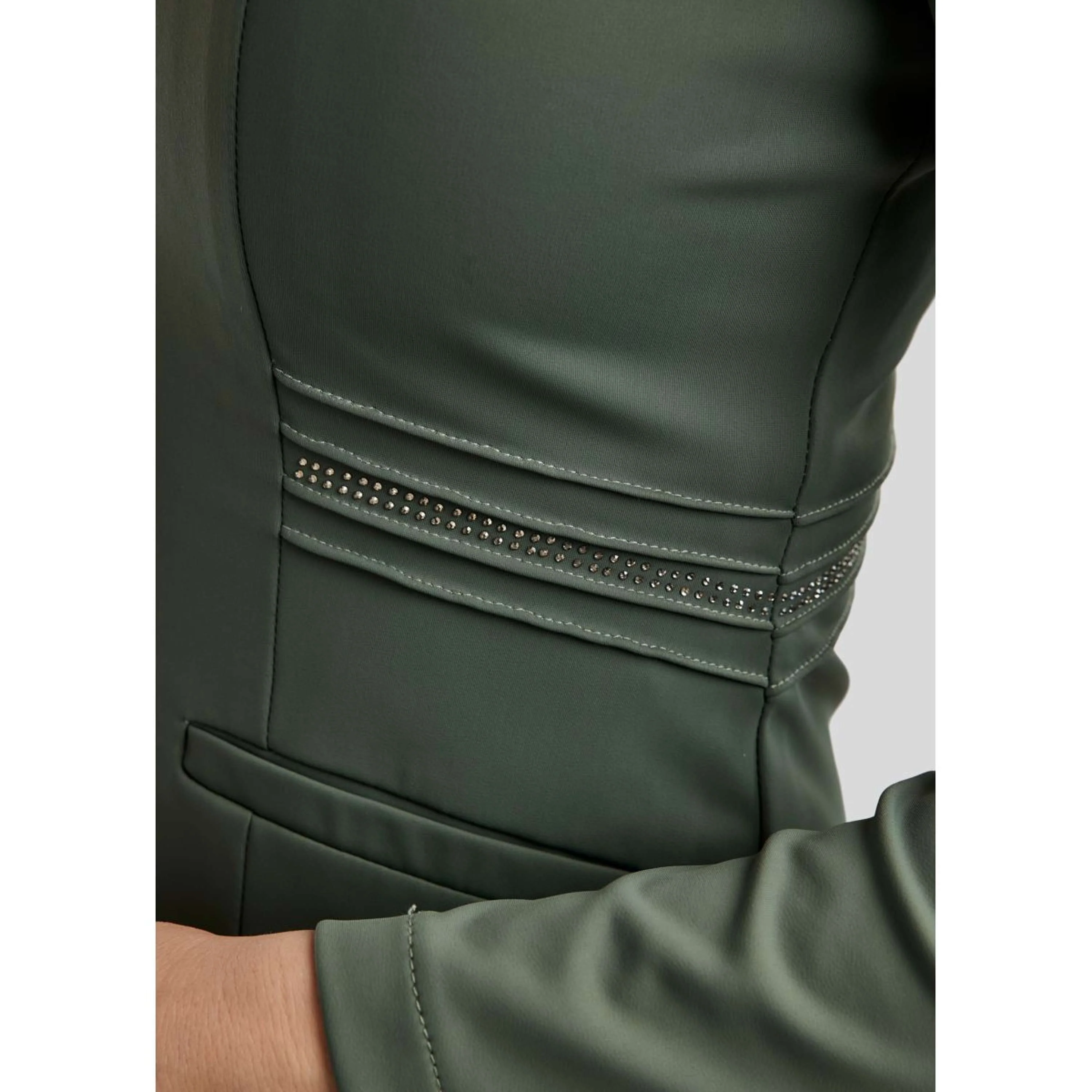 Montar Giacca da Competizione MoPearl Pintucks Gun Metal Crystals Giada - Image 6