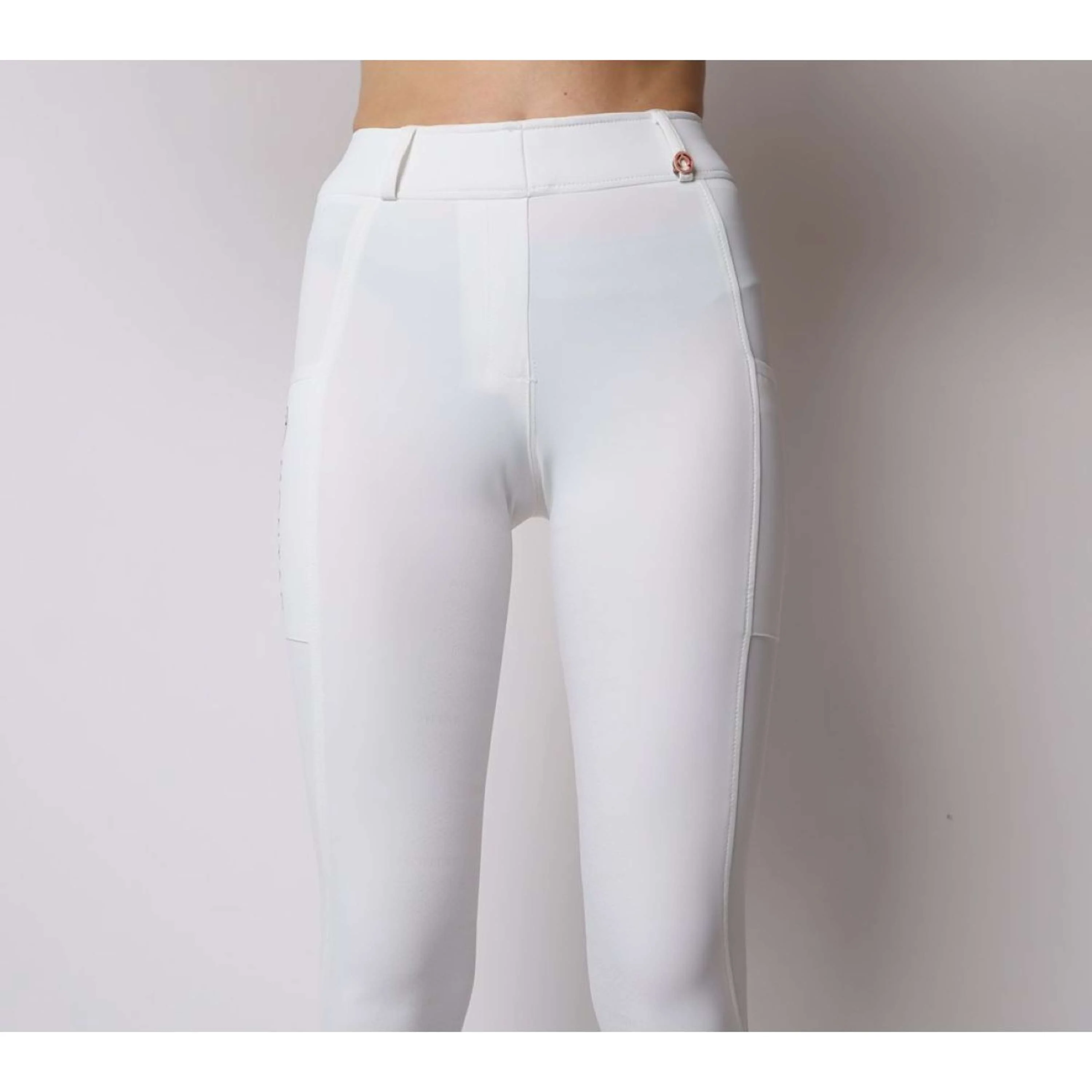 Montar Leggings da Equitazione Rosegold Logo Junior Bianco - Image 2
