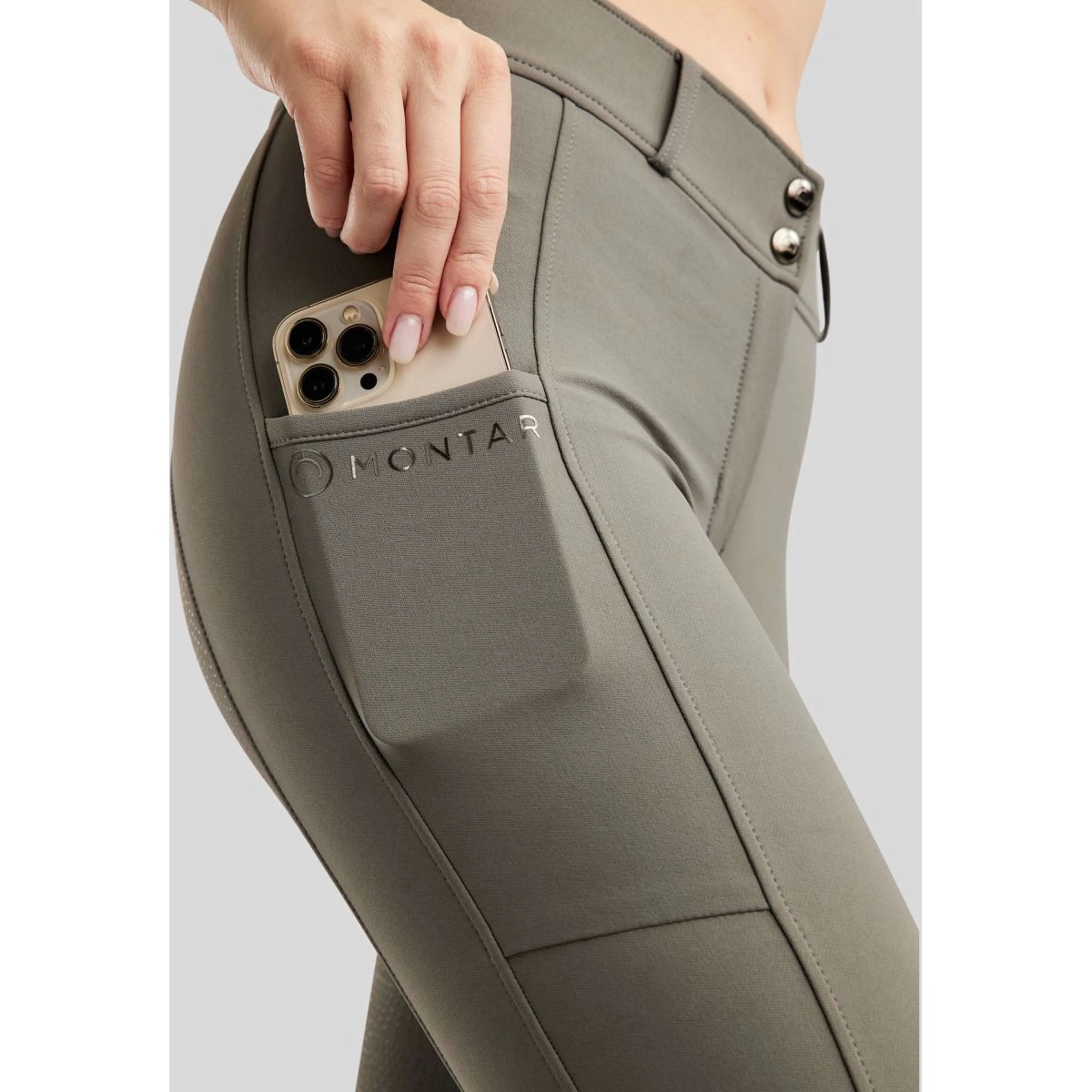 Montar Pantaloni da Equitazione Megan Full Grip Grigio - Image 5
