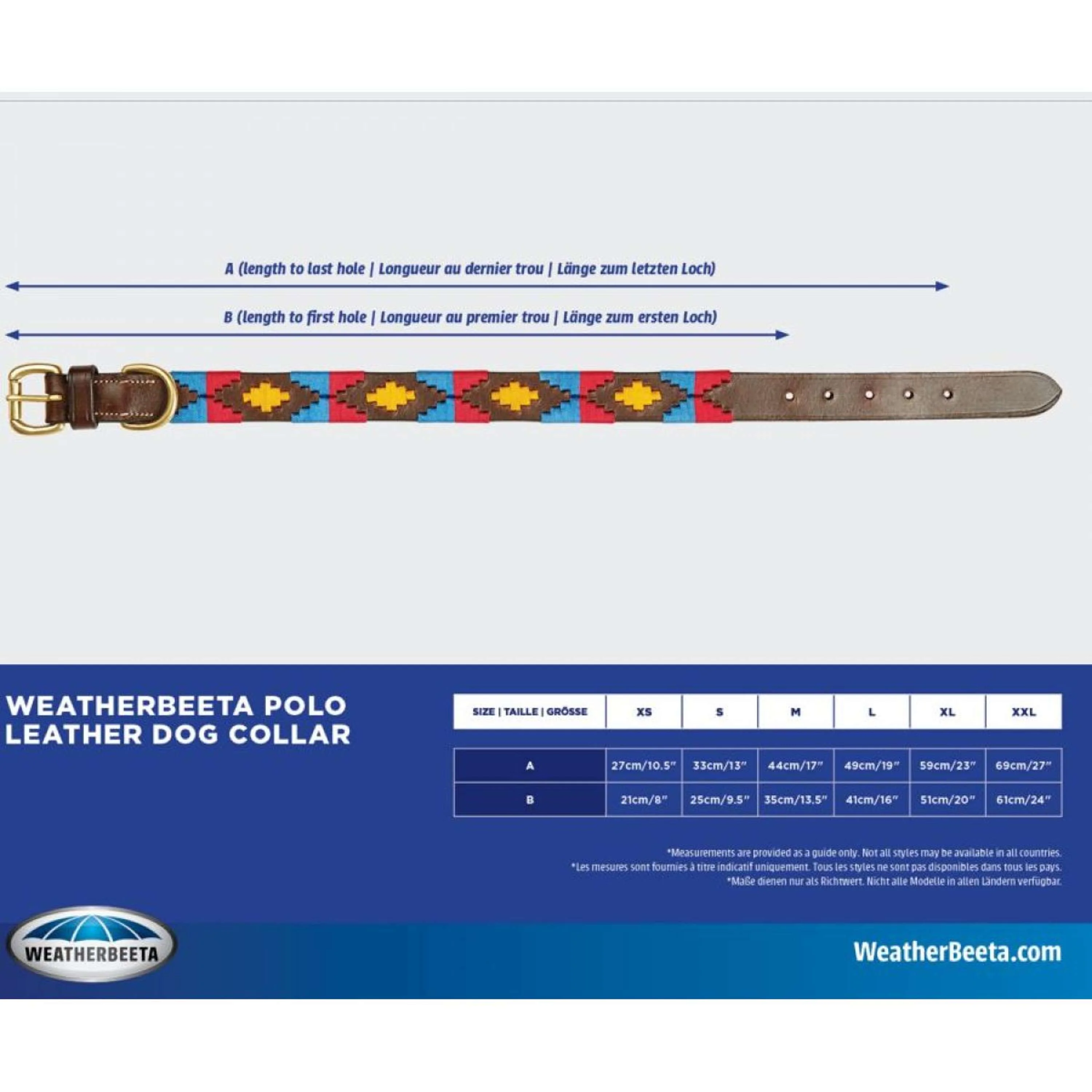 WeatherBeeta Dog Collar Polo Leather Cowdray Marrone/Blu/Blu - Image 2