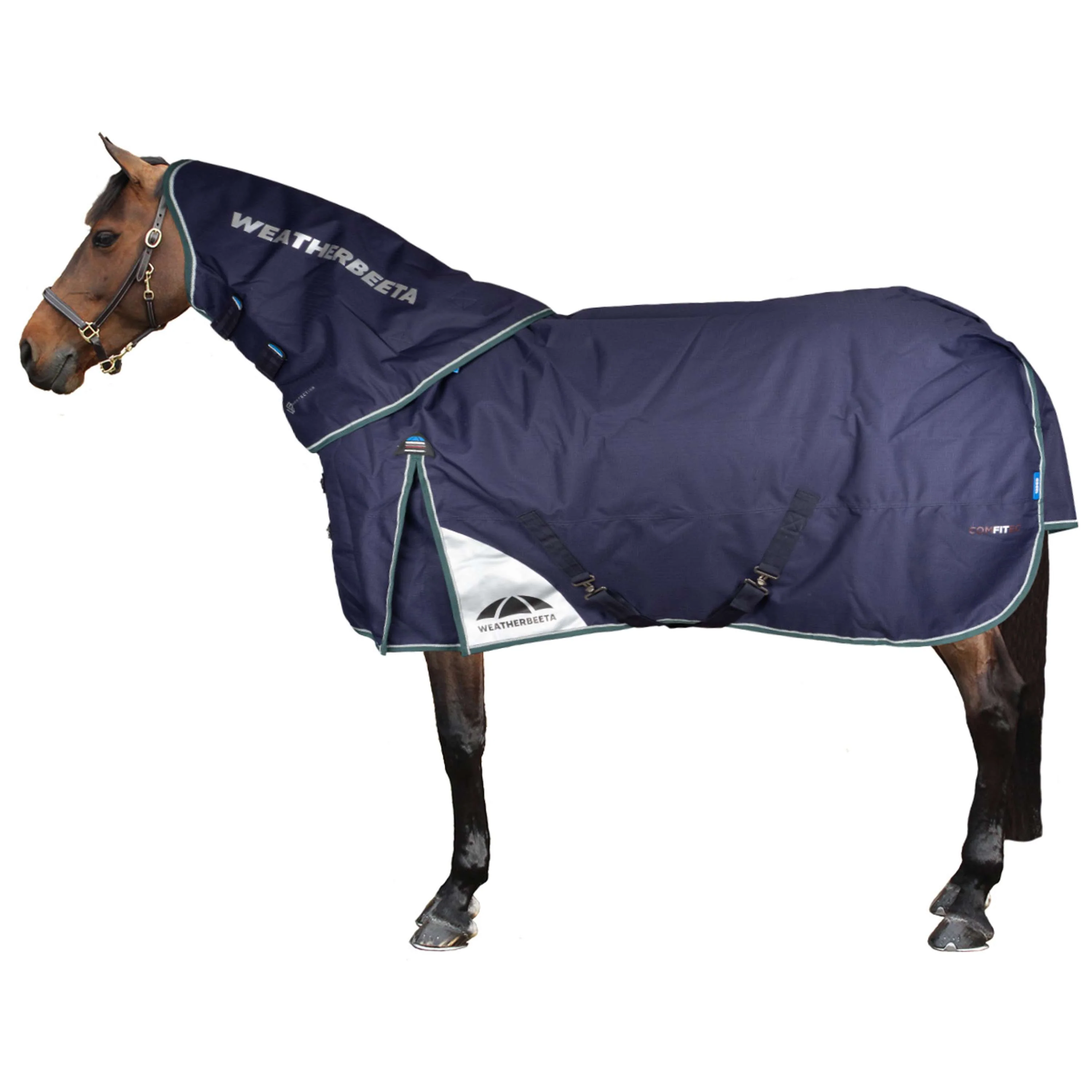 WeatherBeeta ComFiTec Plus Dynamic Turnout Detach-A-Neck 100g Navy/Forest Green - Image 2