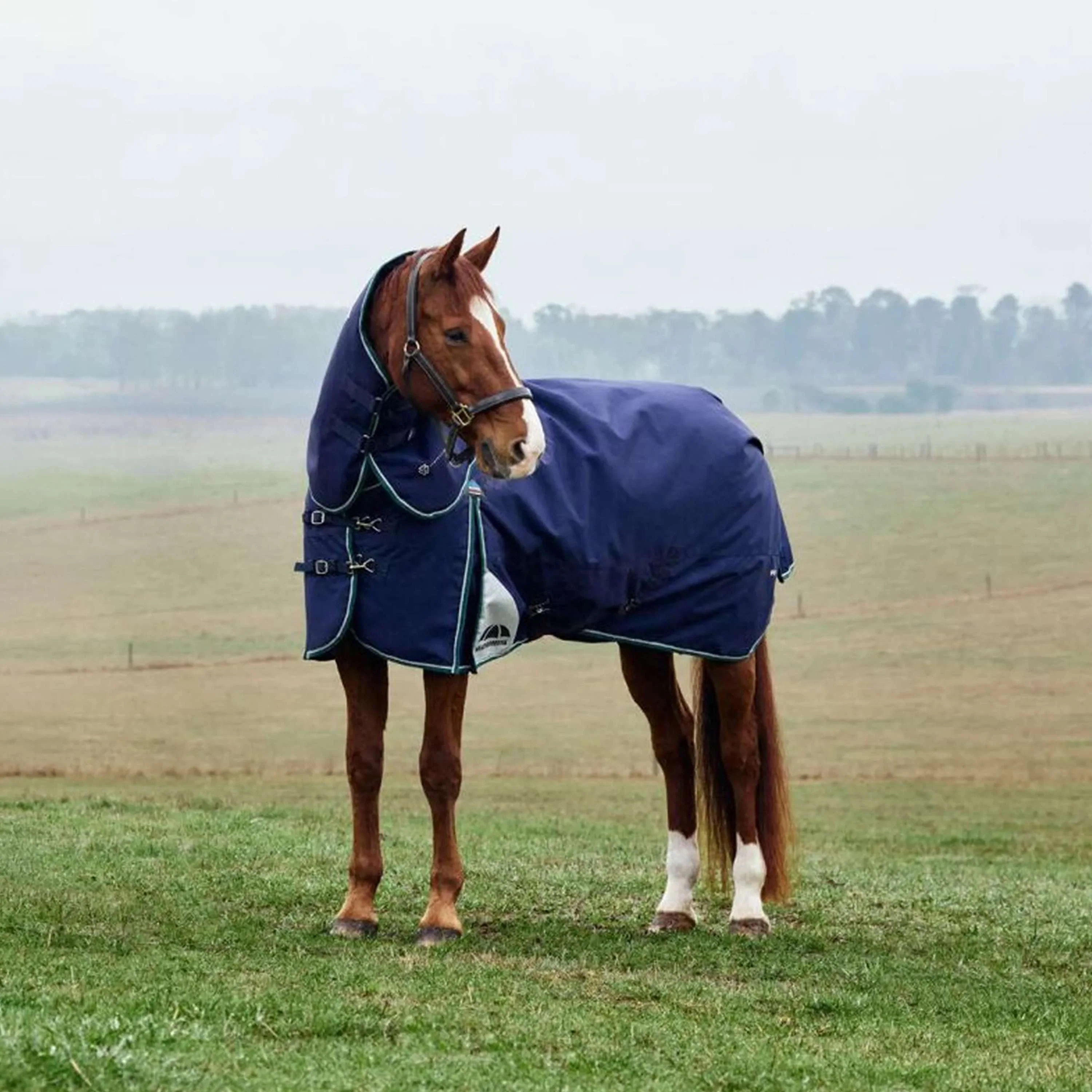WeatherBeeta ComFiTec Plus Dynamic Turnout Detach-A-Neck 100g Navy/Forest Green - Image 4