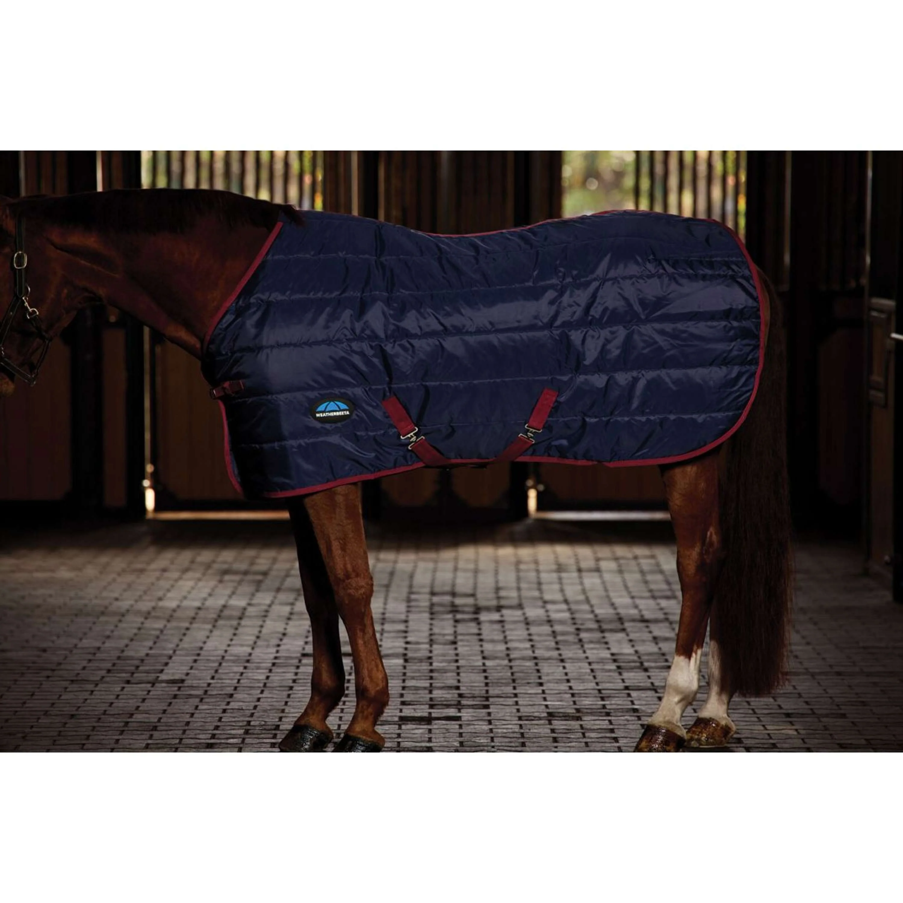 WeatherBeeta Coperta da scuderia ComFiTec 210D Channel Quilt Standard Neck 100g Navy/Burgundy - Image 3