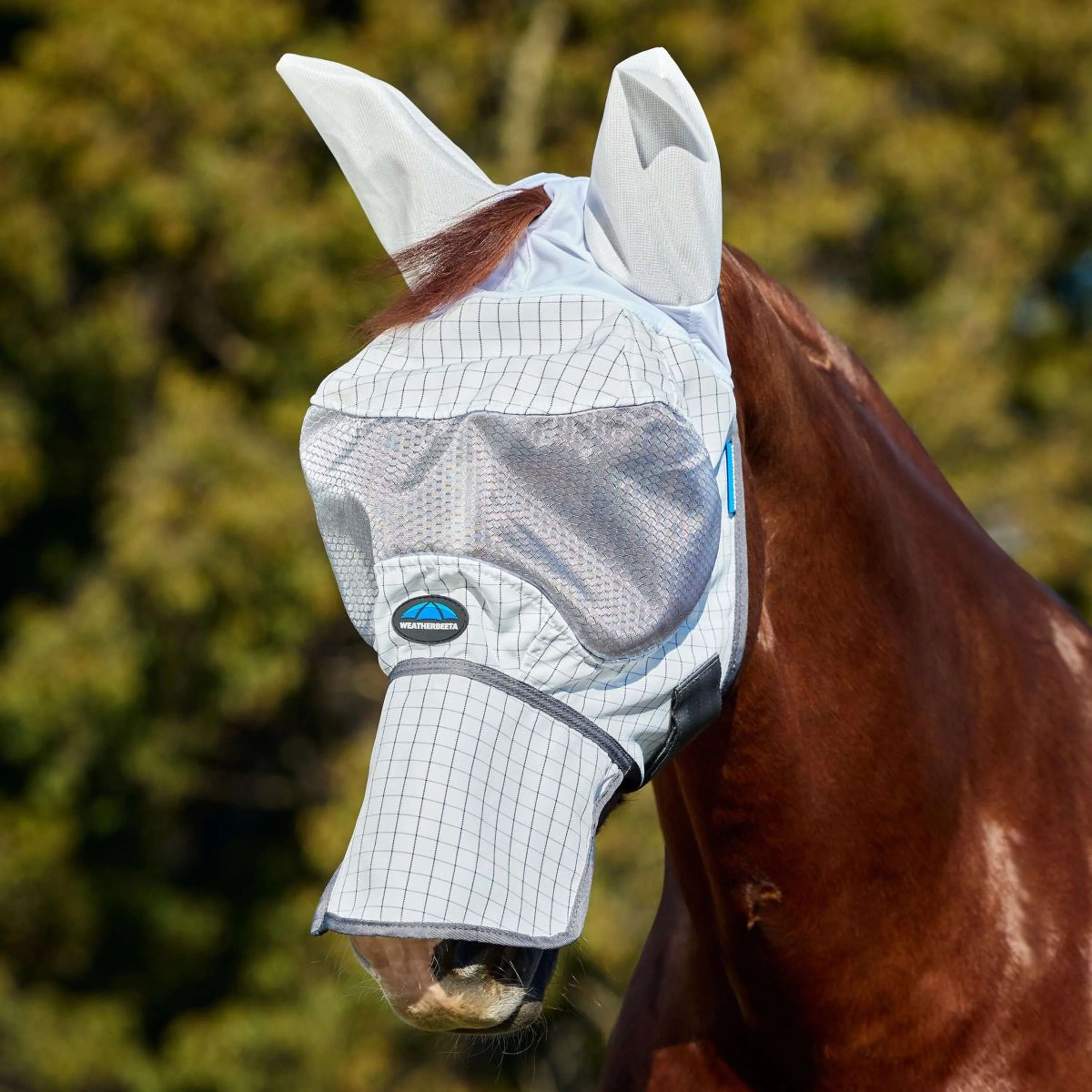 WeatherBeeta Maschera per Mosche Hybrid con Orecchie e Naso Bianco/Charcoal